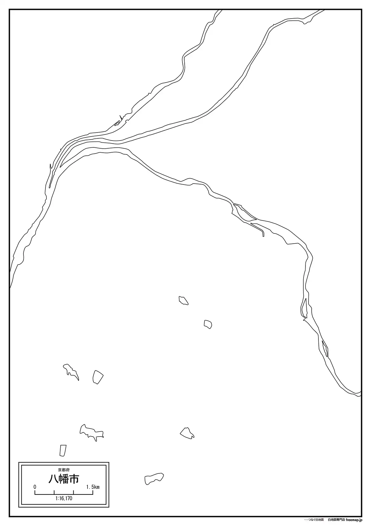 海岸線、川や池のみ記載