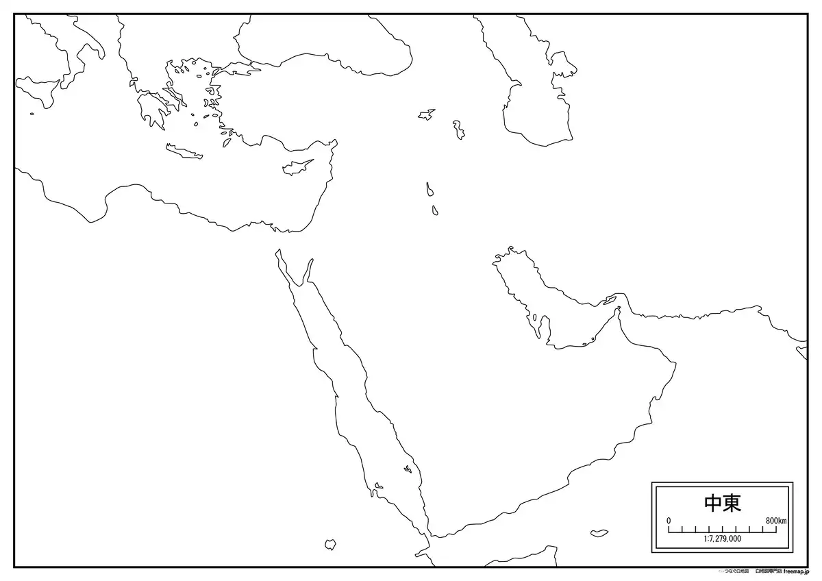 海岸線や川・池のみ記載