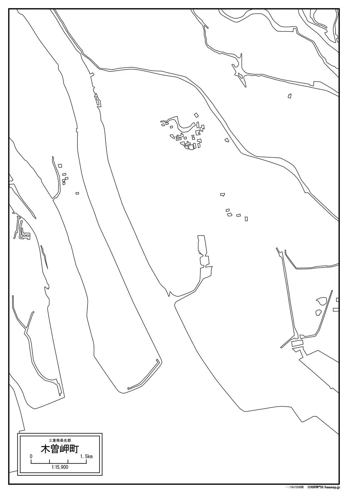 海岸線、川や池のみ記載