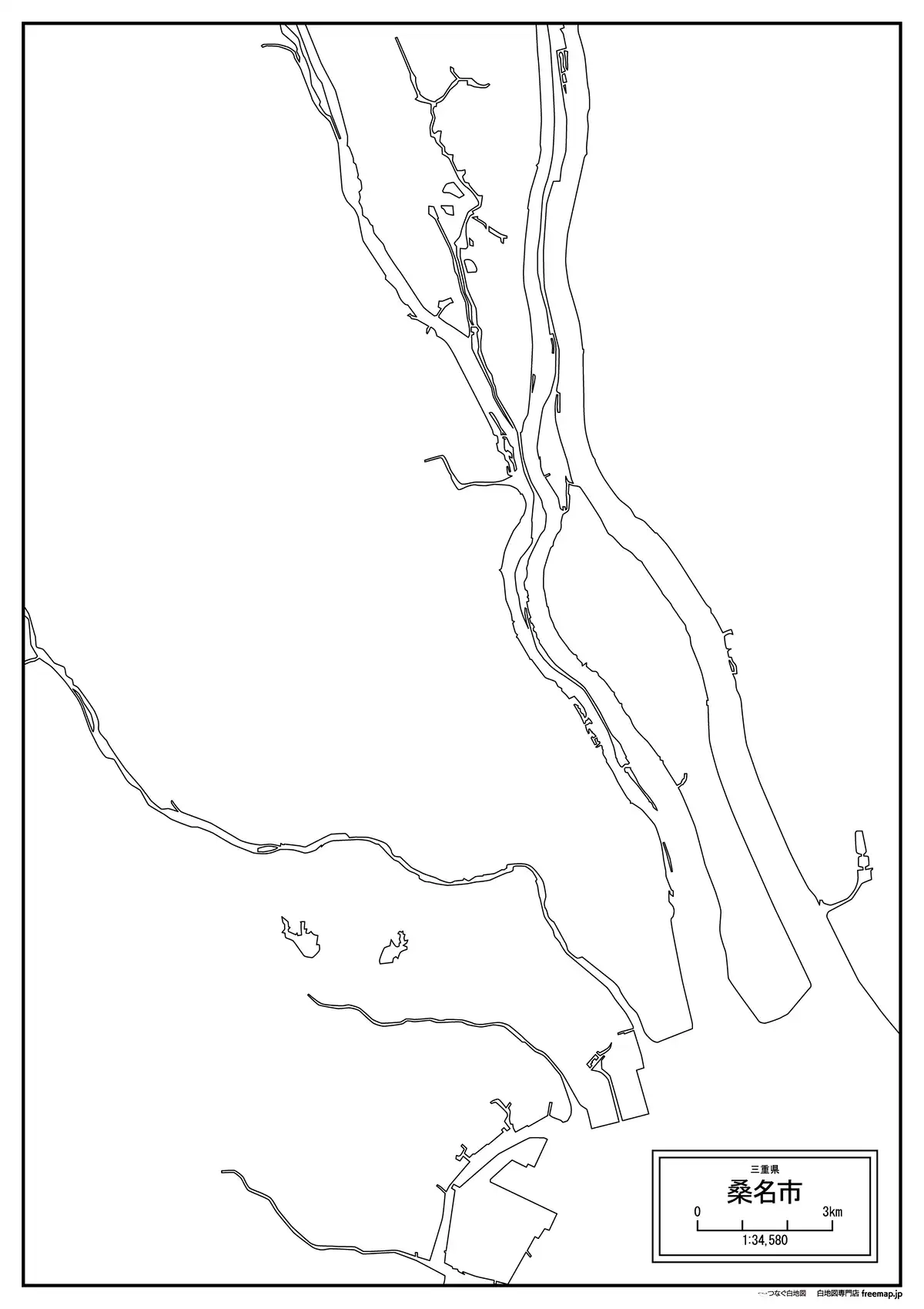 海岸線、川や池のみ記載