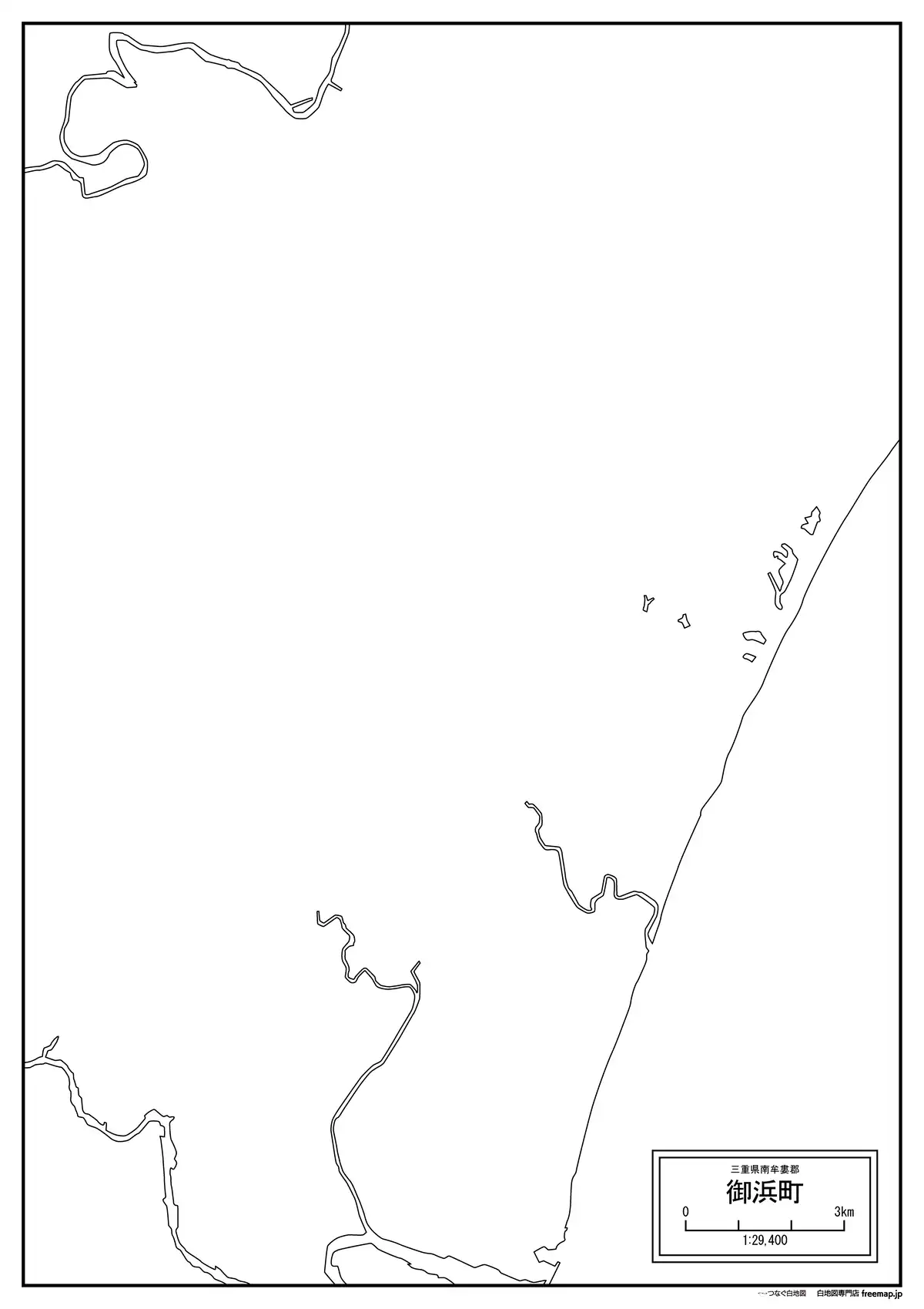海岸線、川や池のみ記載