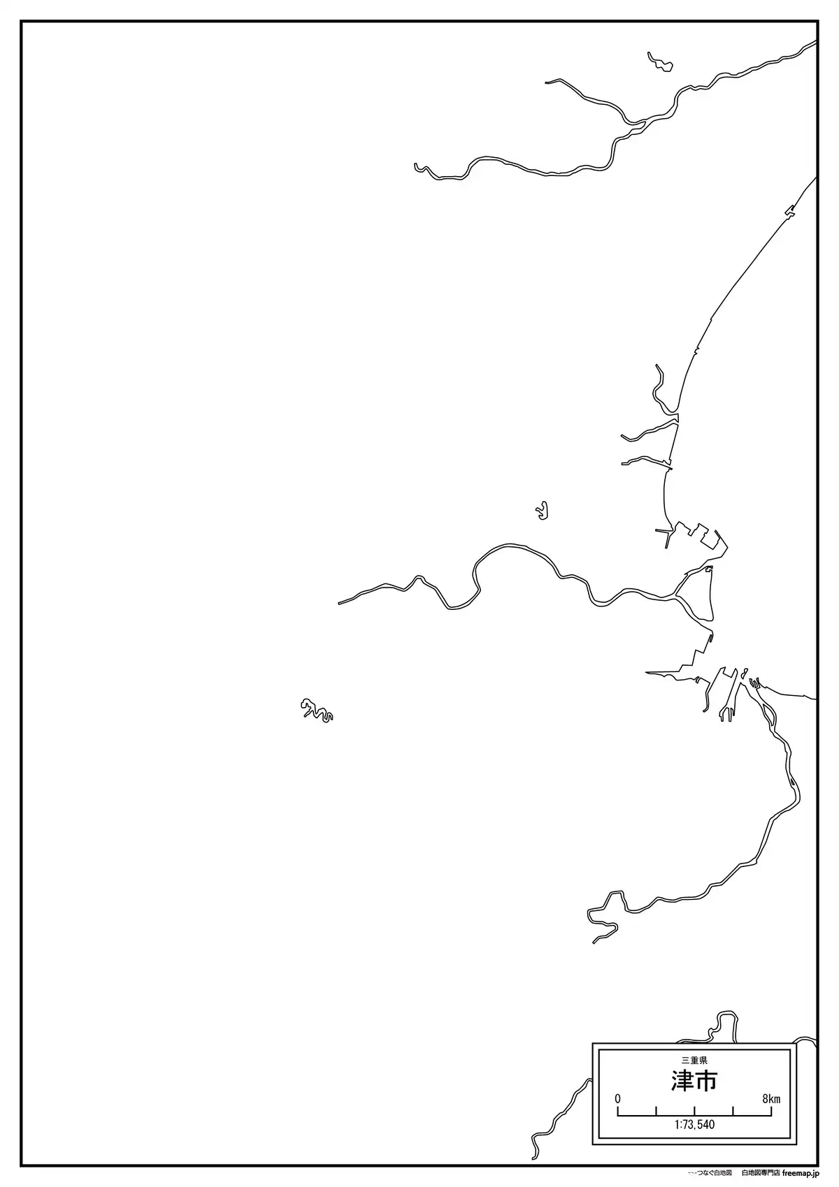 海岸線、川や池のみ記載