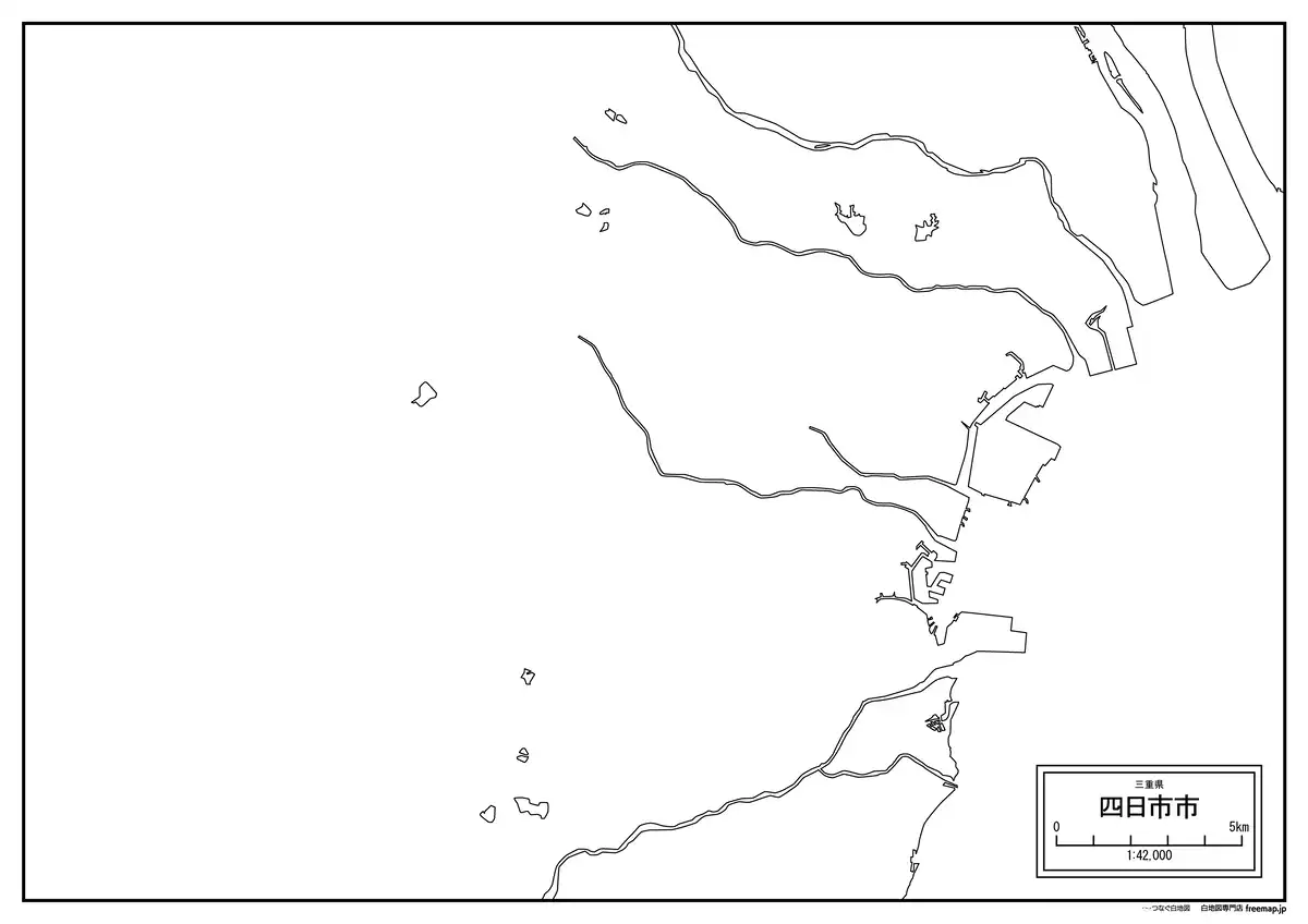海岸線、川や池のみ記載