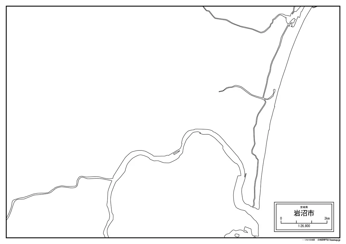 海岸線、川や池のみ記載