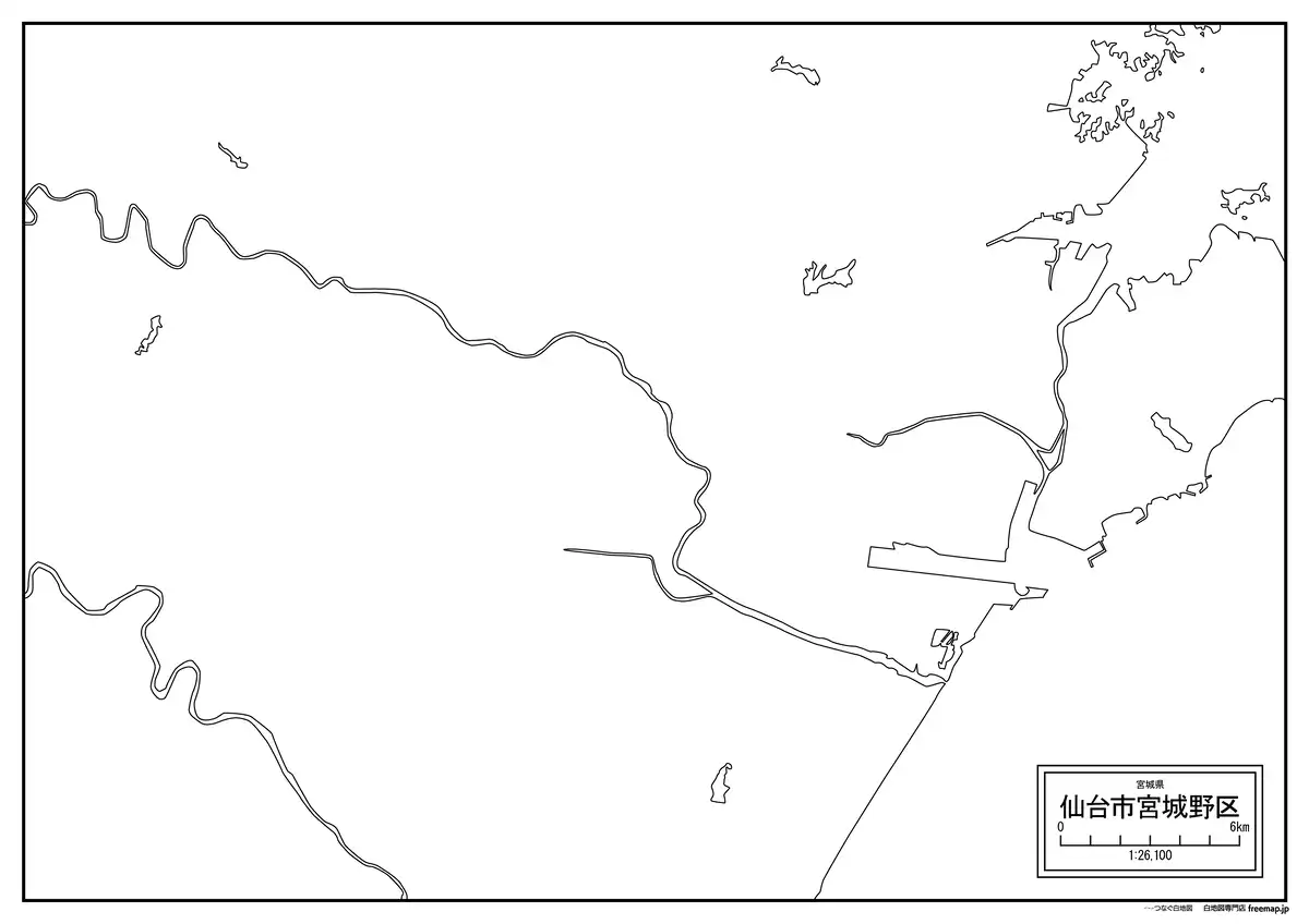 海岸線、川や池のみ記載