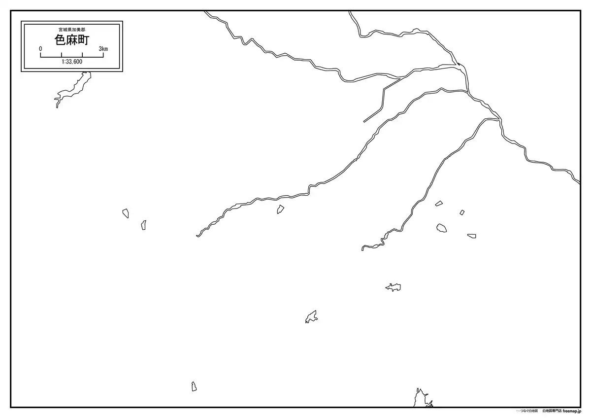 海岸線、川や池のみ記載