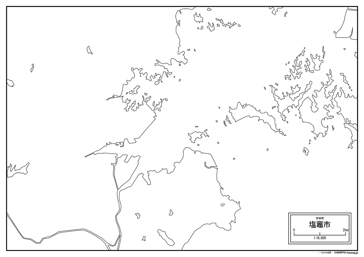 海岸線、川や池のみ記載
