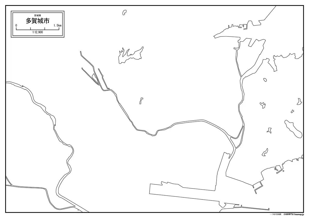 海岸線、川や池のみ記載