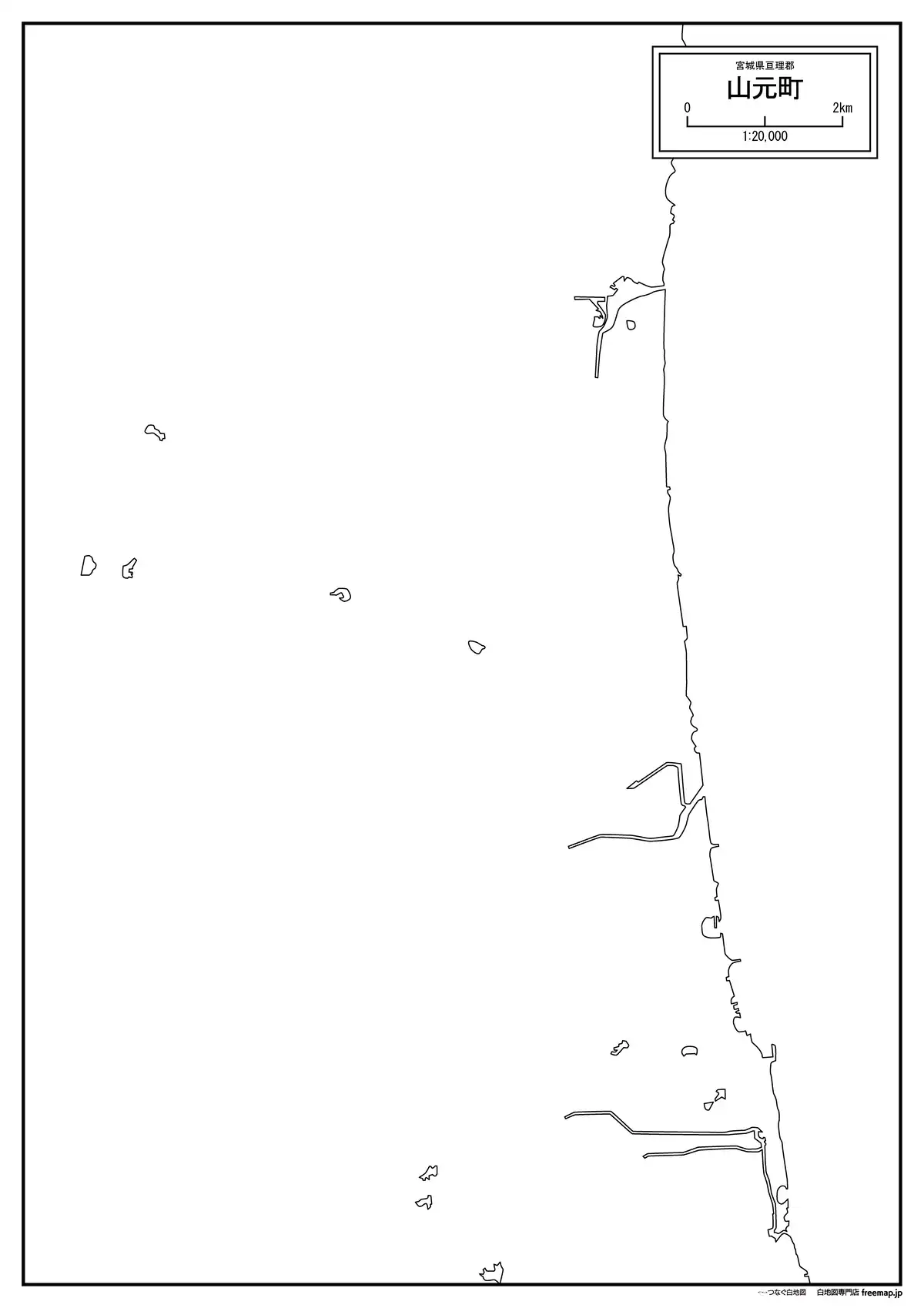 海岸線、川や池のみ記載