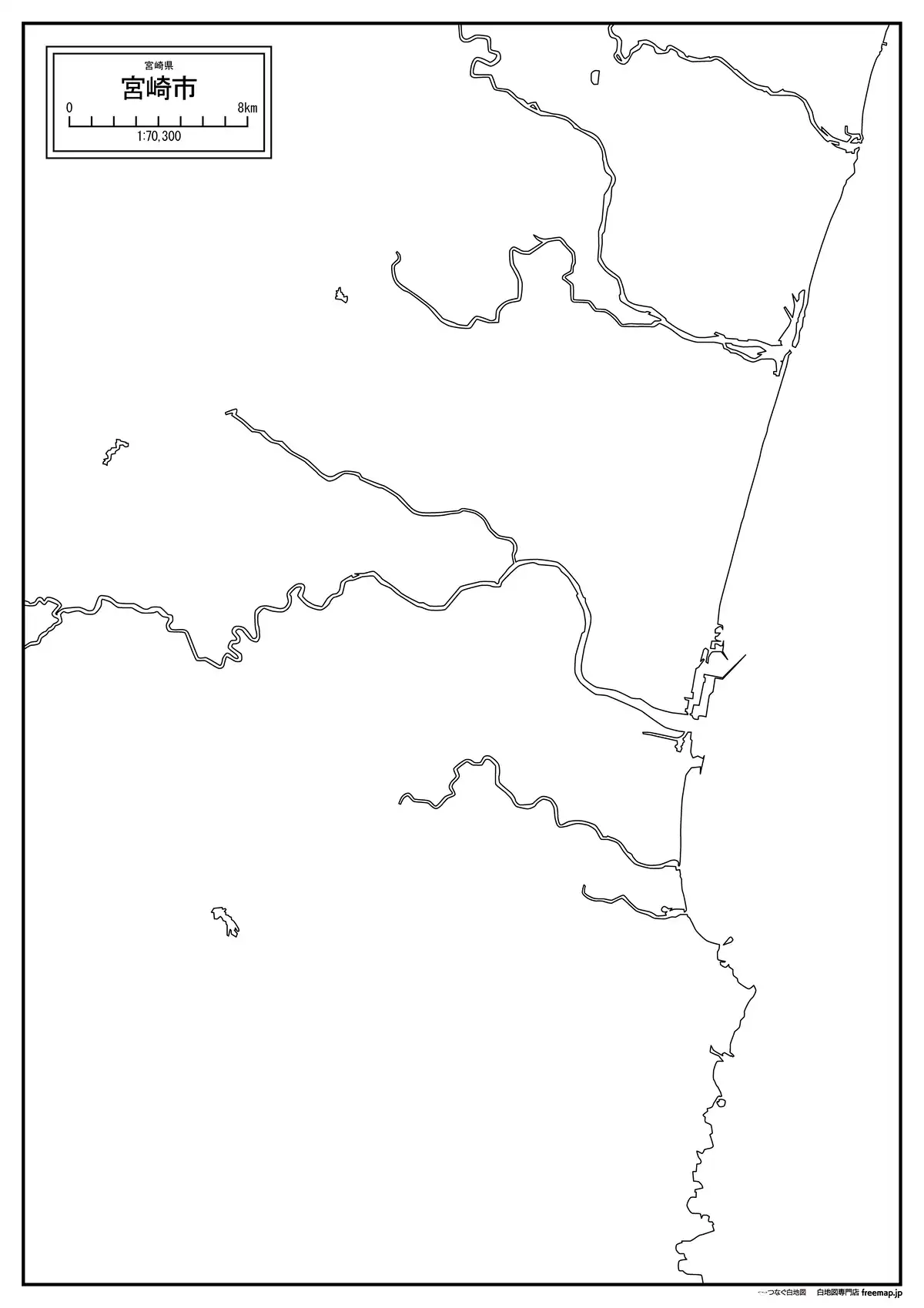 海岸線、川や池のみ記載