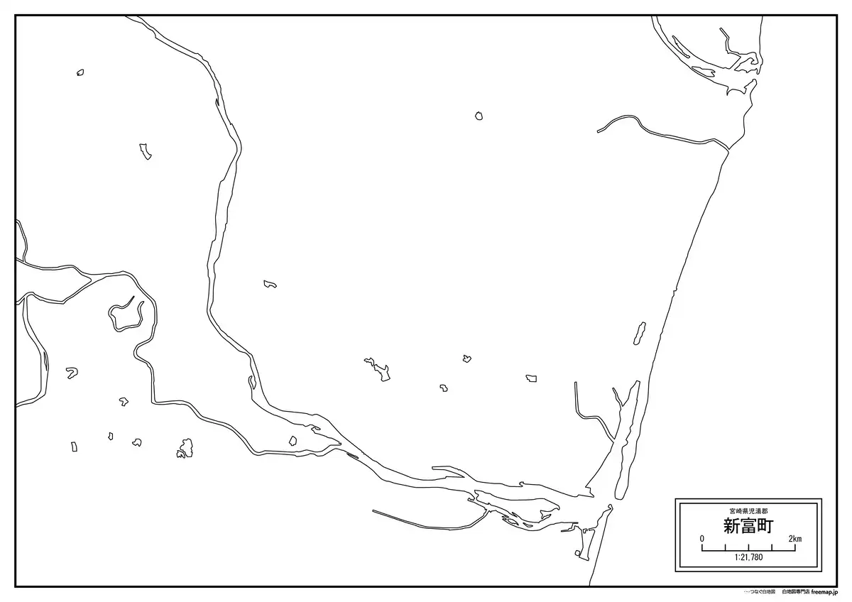海岸線、川や池のみ記載