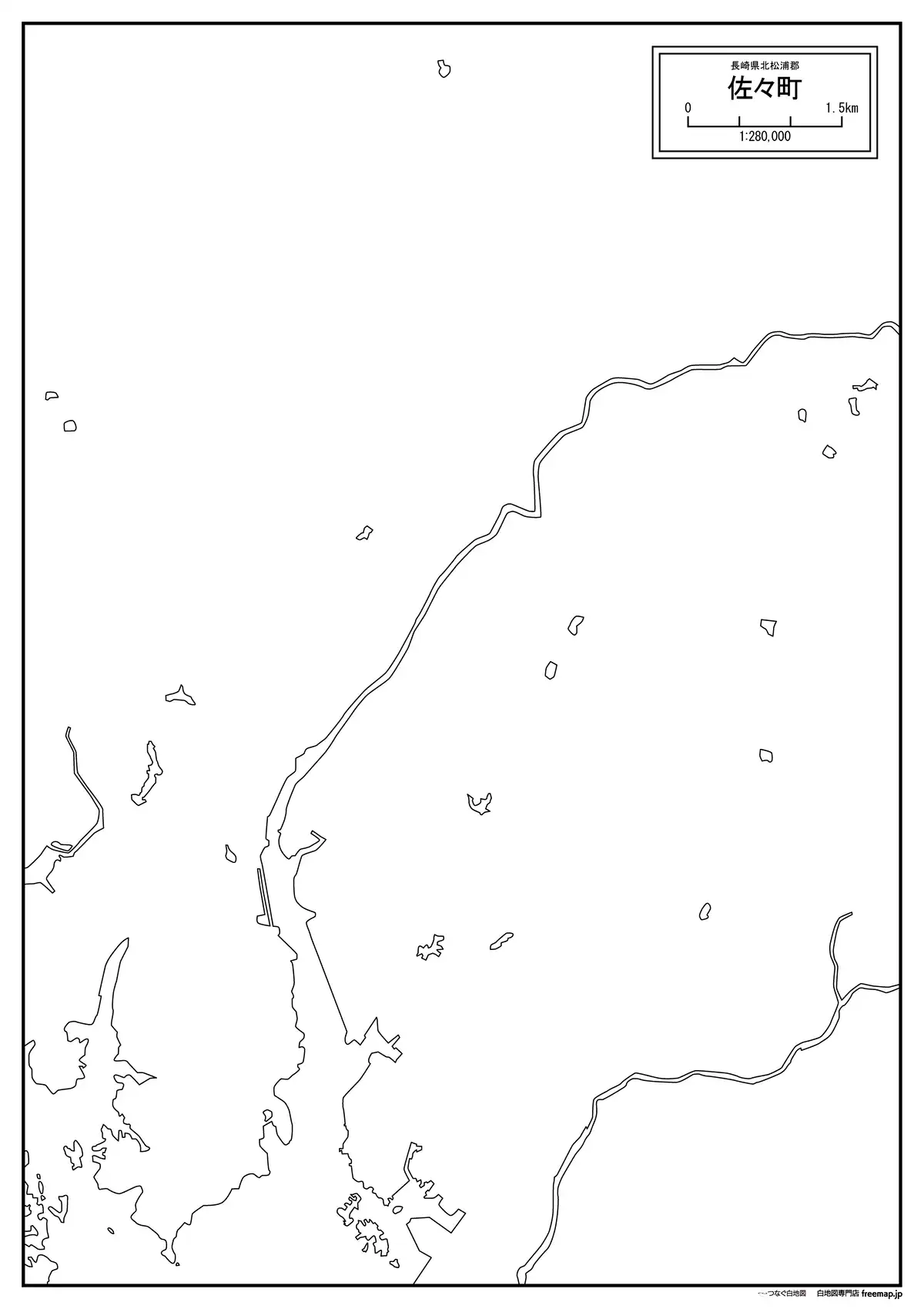 海岸線、川や池のみ記載