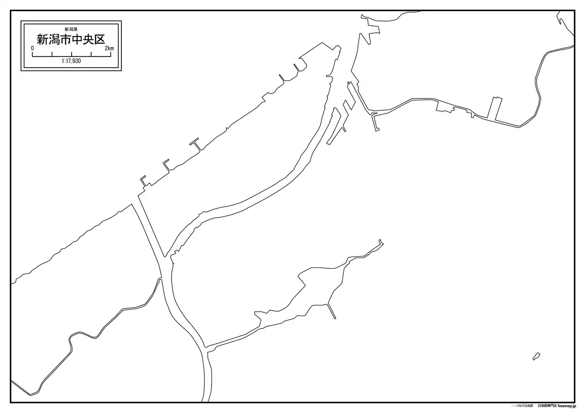 海岸線、川や池のみ記載