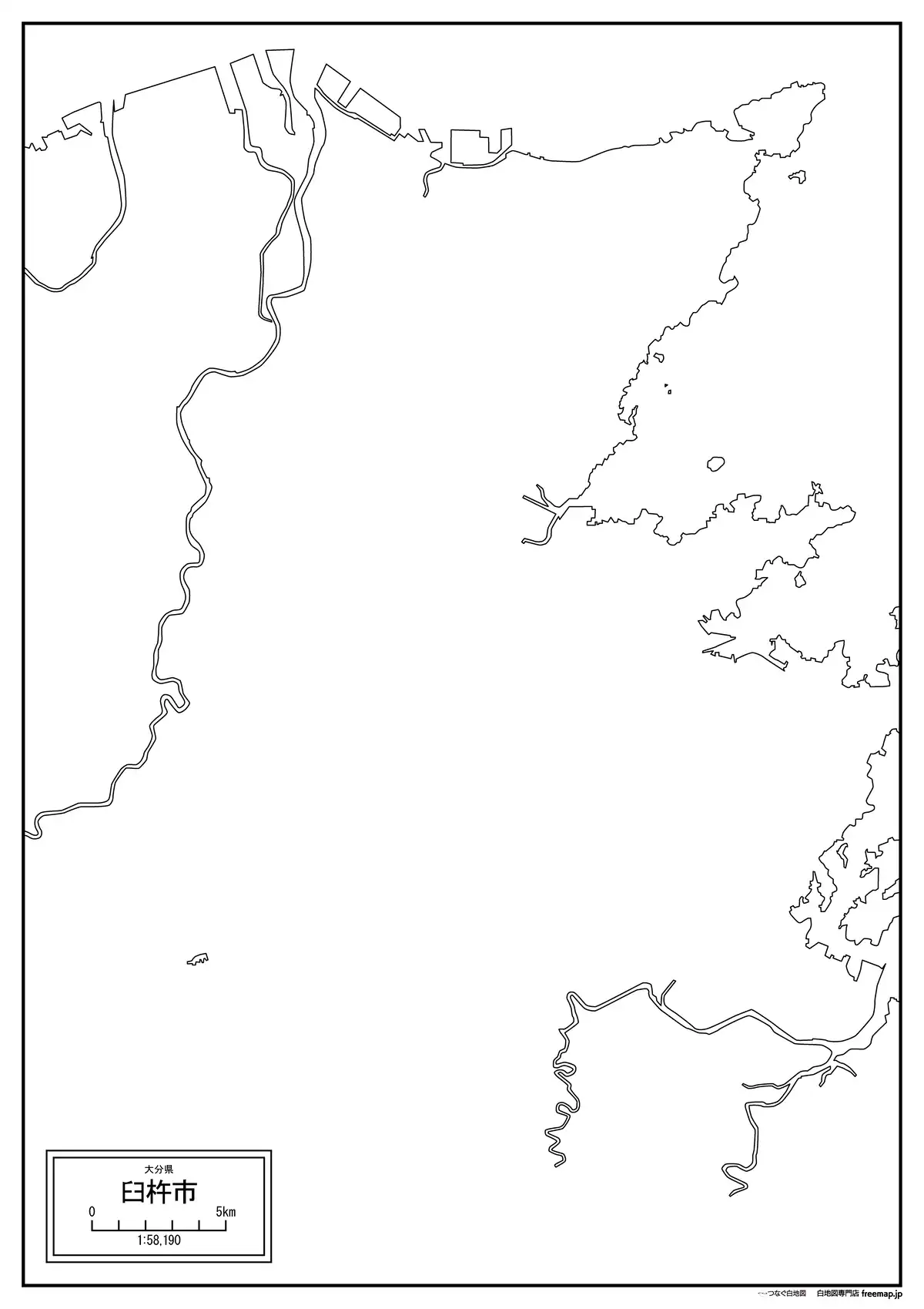 海岸線、川や池のみ記載