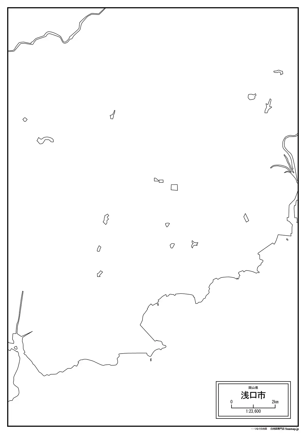 海岸線、川や池のみ記載
