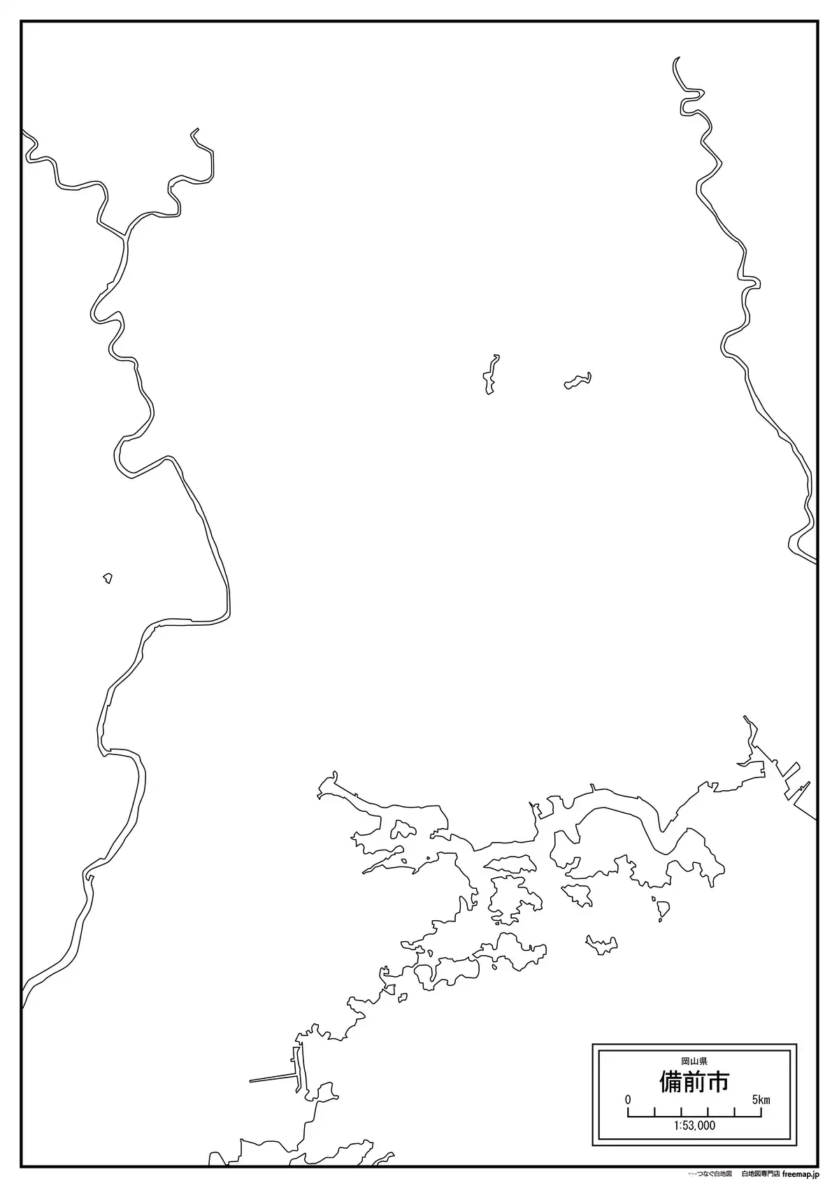 海岸線、川や池のみ記載