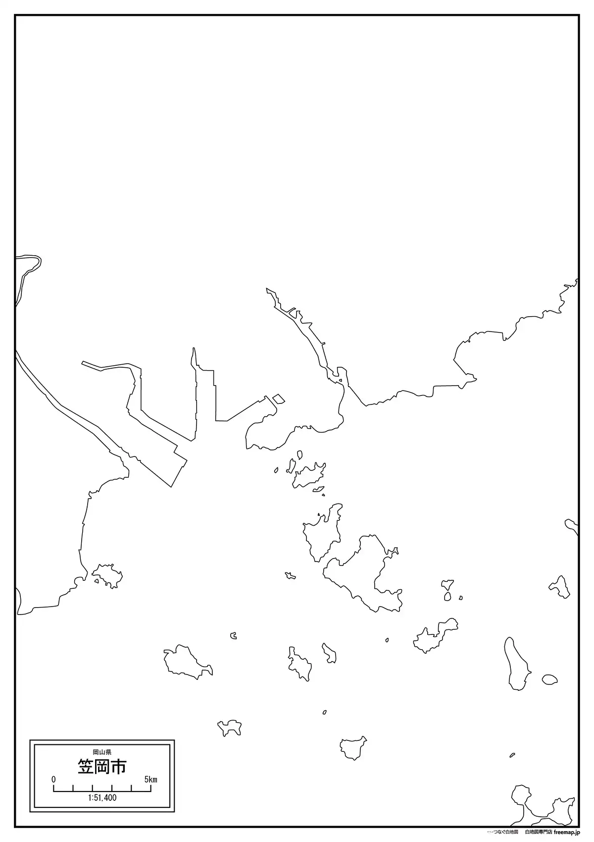 海岸線、川や池のみ記載