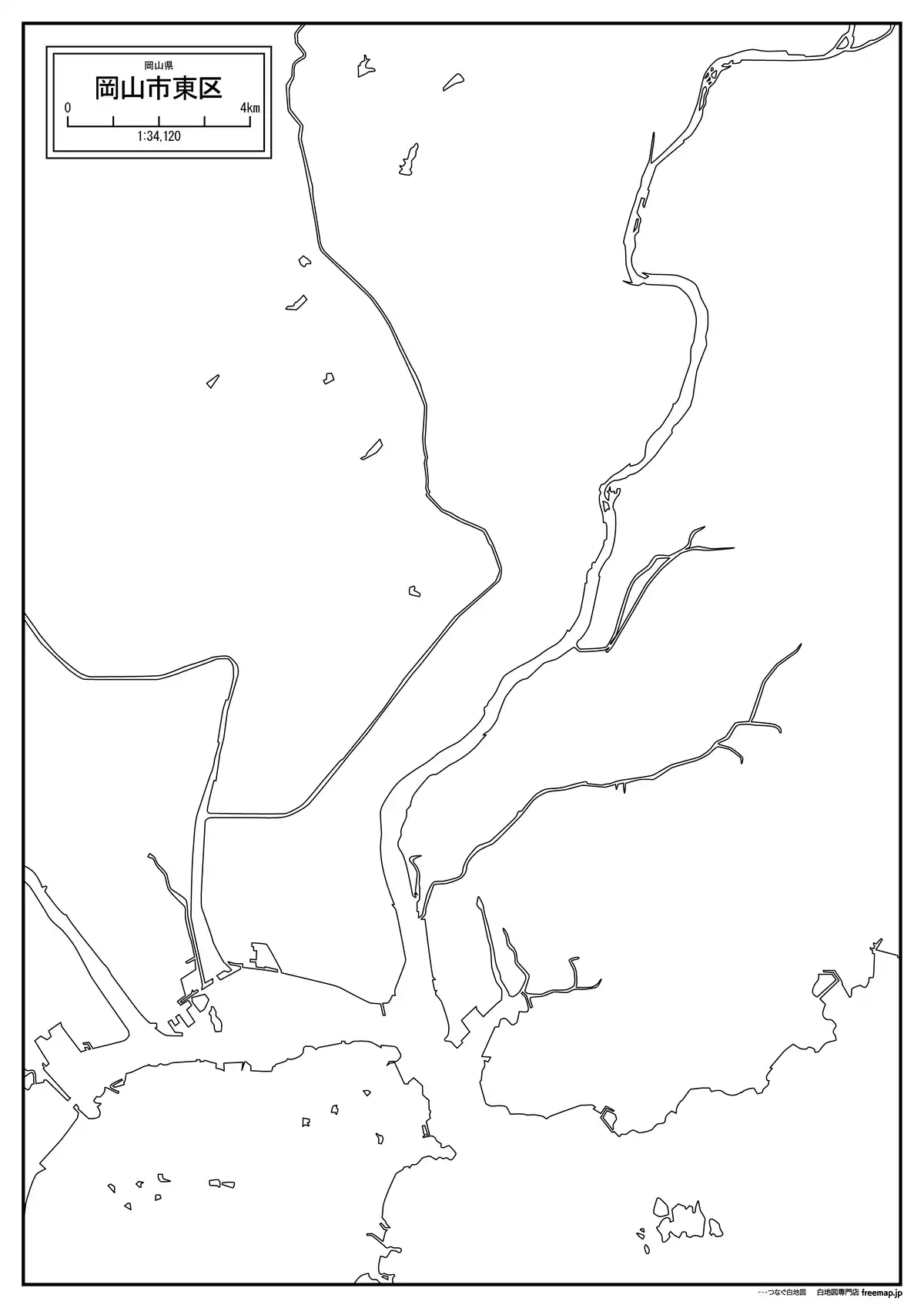 海岸線、川や池のみ記載