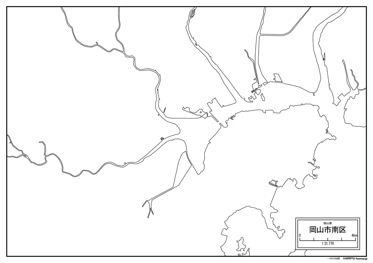 海岸線、川や池のみ記載