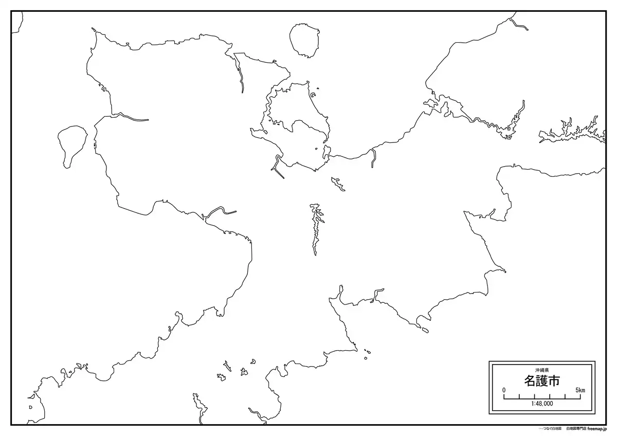 海岸線、川や池のみ記載