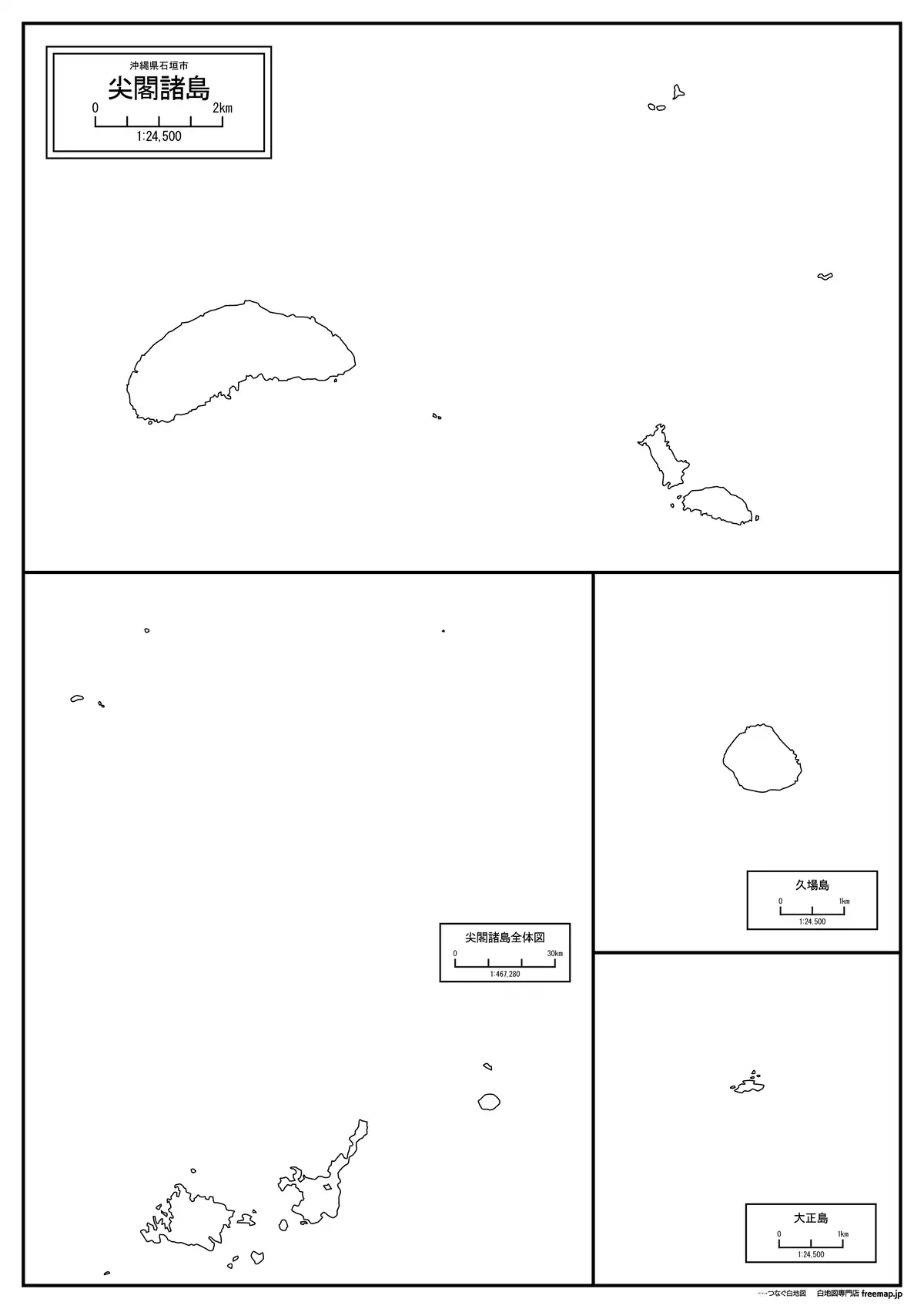 海岸線、川や池のみ記載