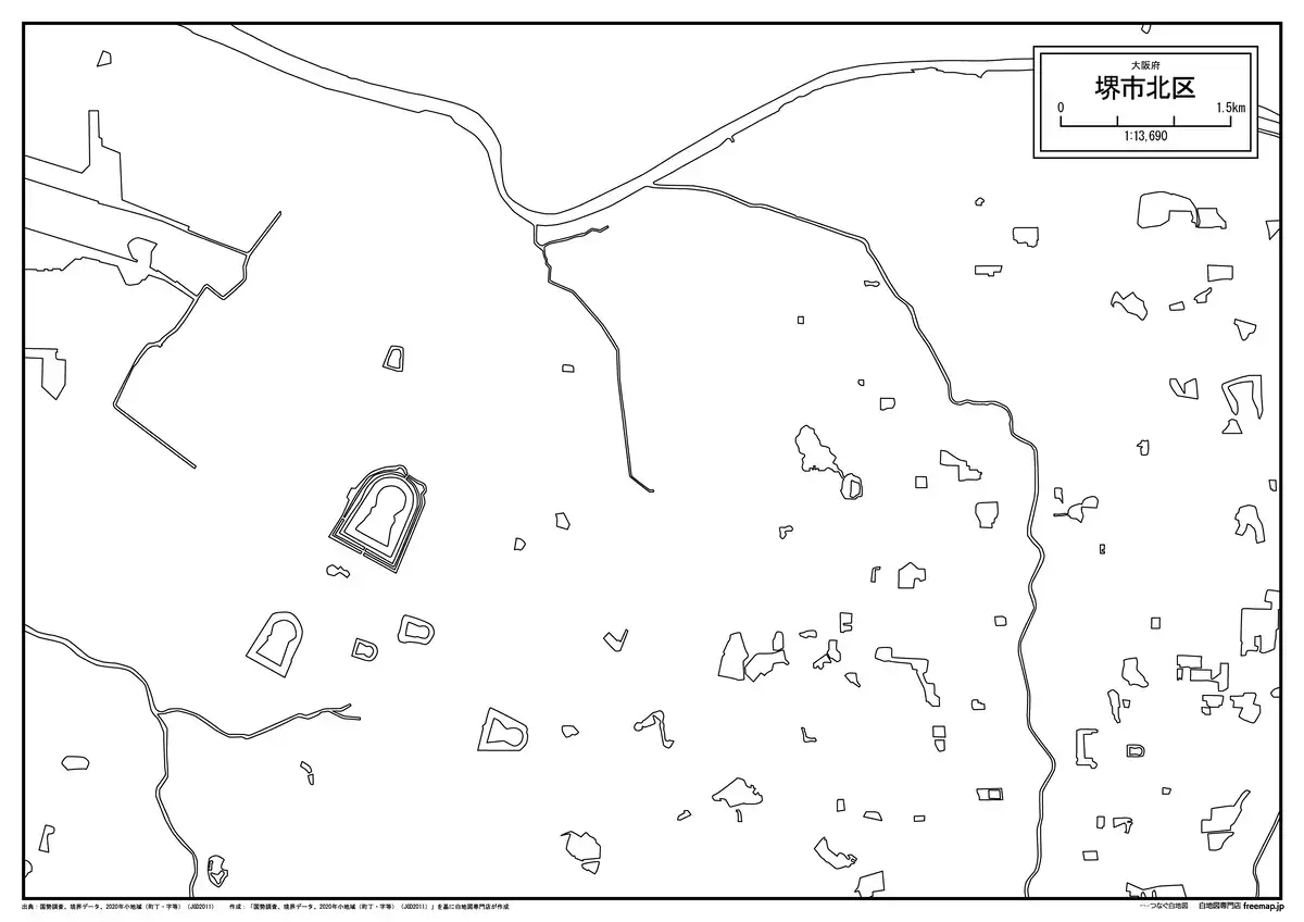 海岸線、川や池のみ記載