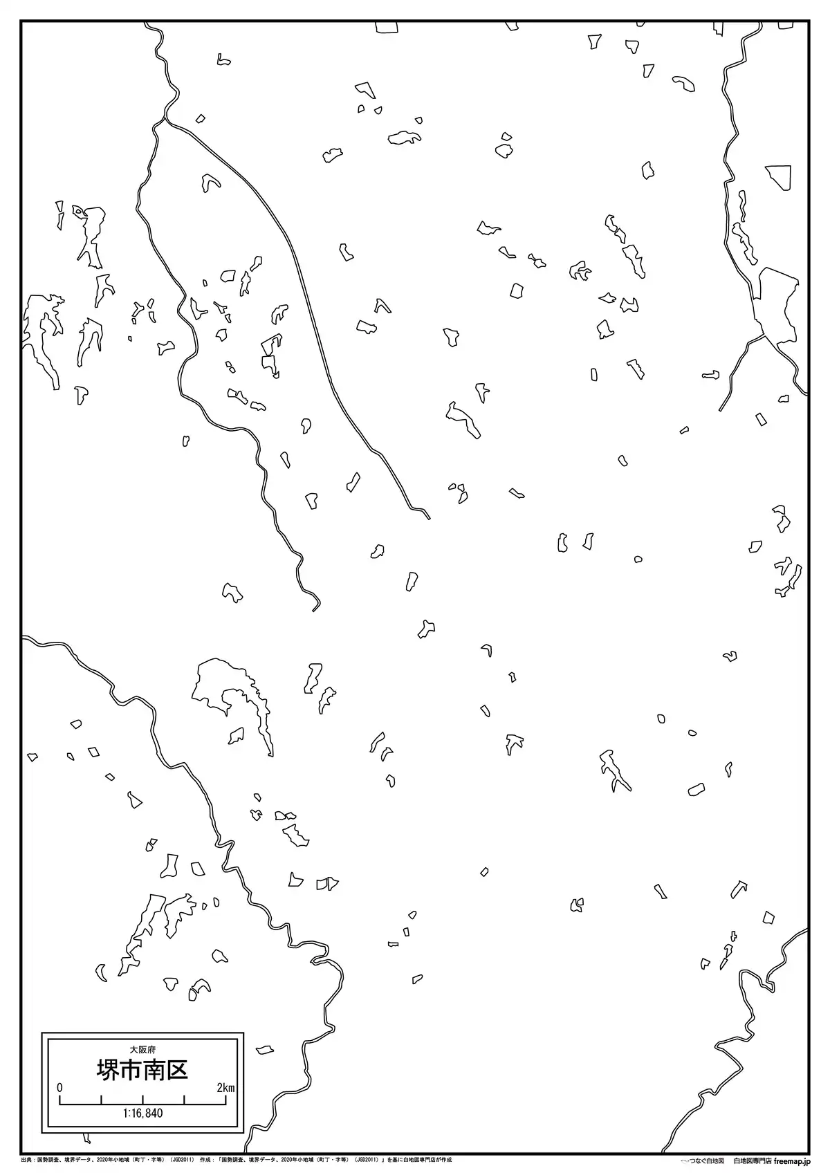 海岸線、川や池のみ記載