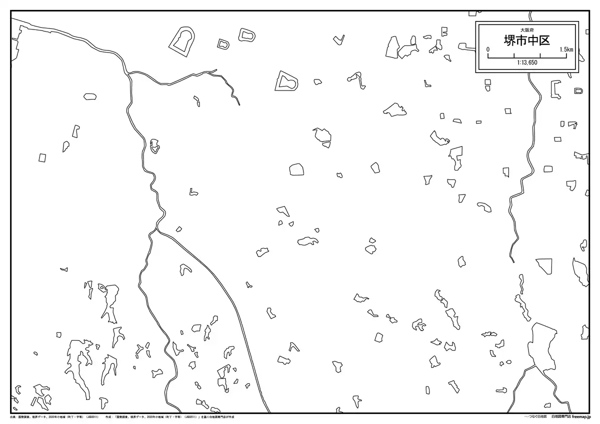 海岸線、川や池のみ記載