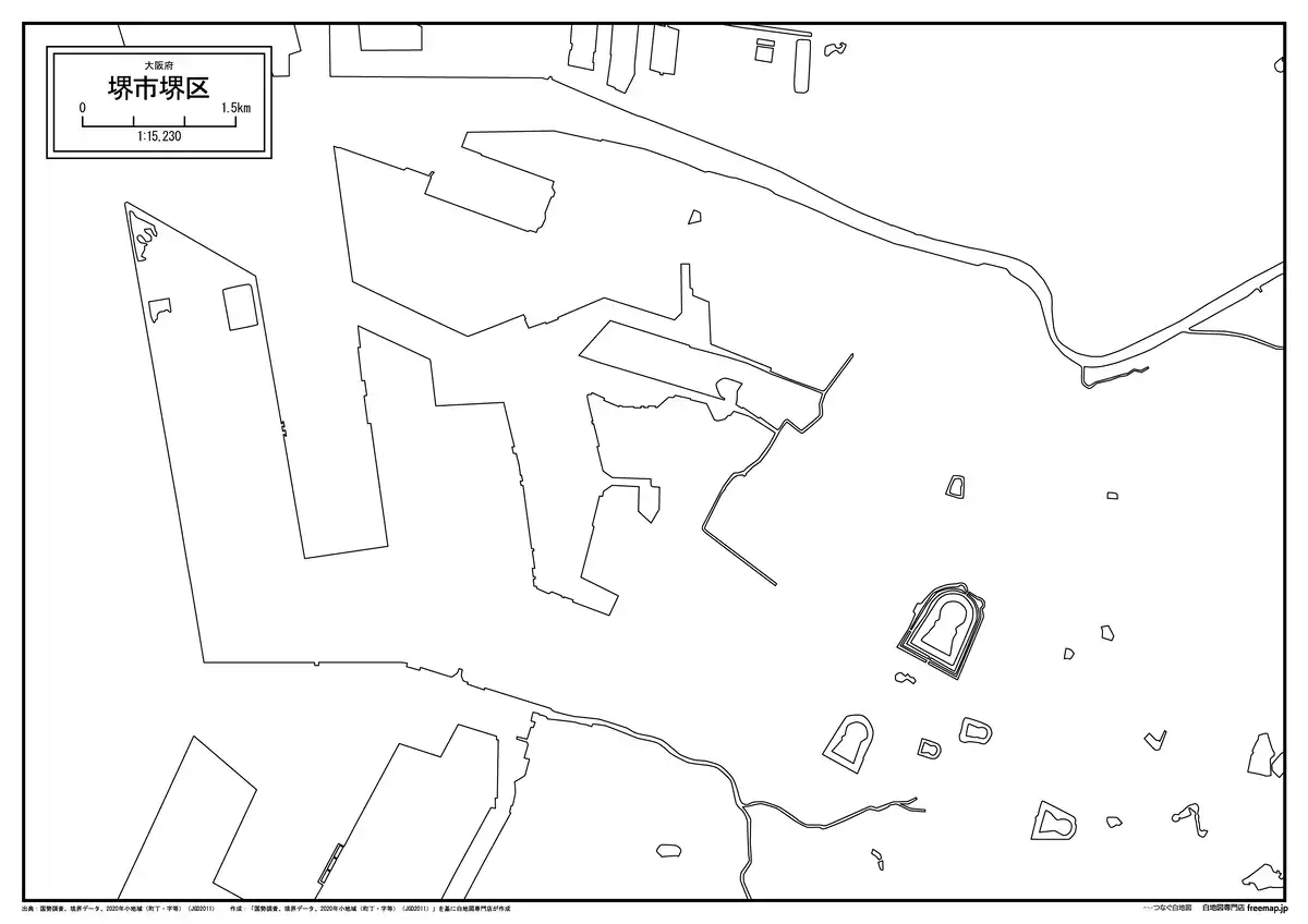 海岸線、川や池のみ記載