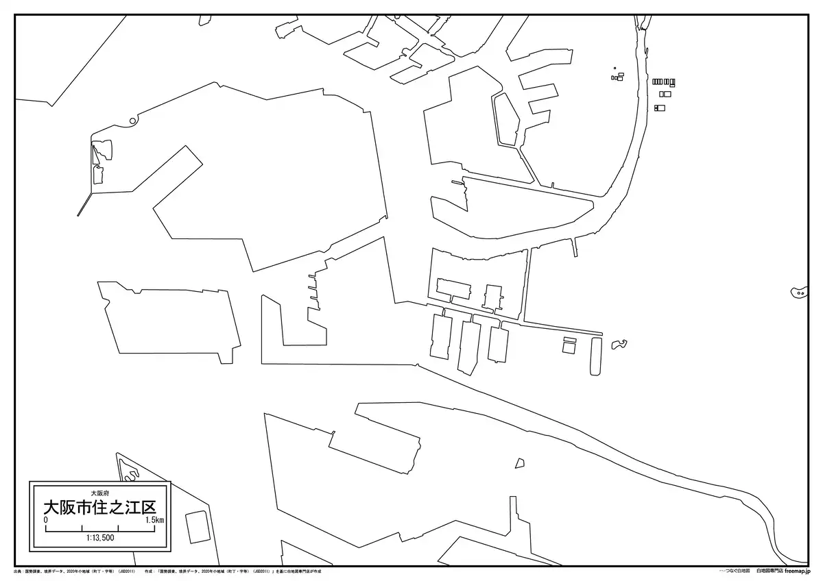 海岸線、川や池のみ記載