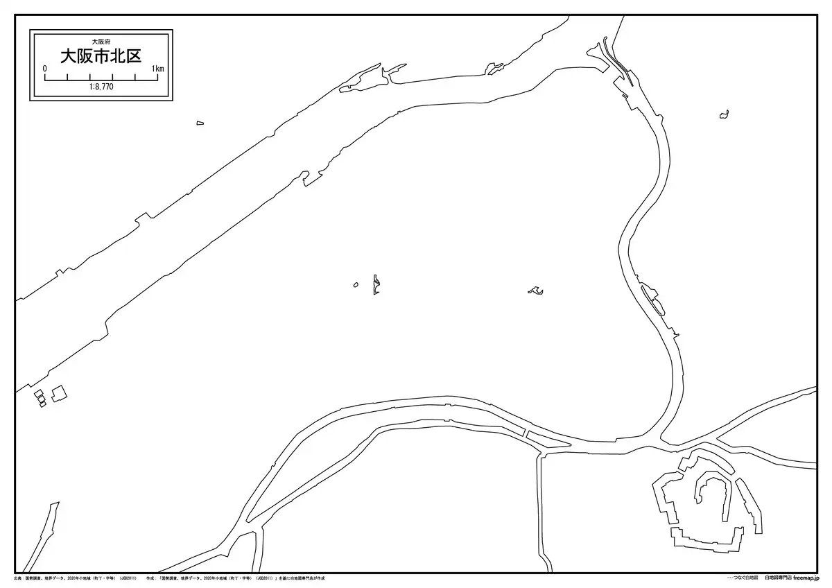 海岸線、川や池のみ記載