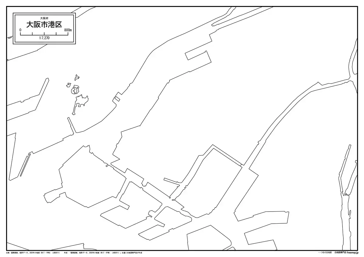 海岸線、川や池のみ記載