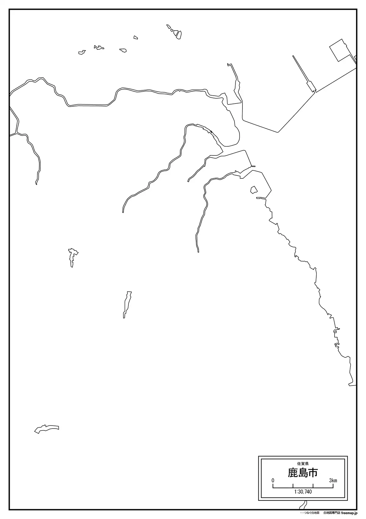 海岸線、川や池のみ記載