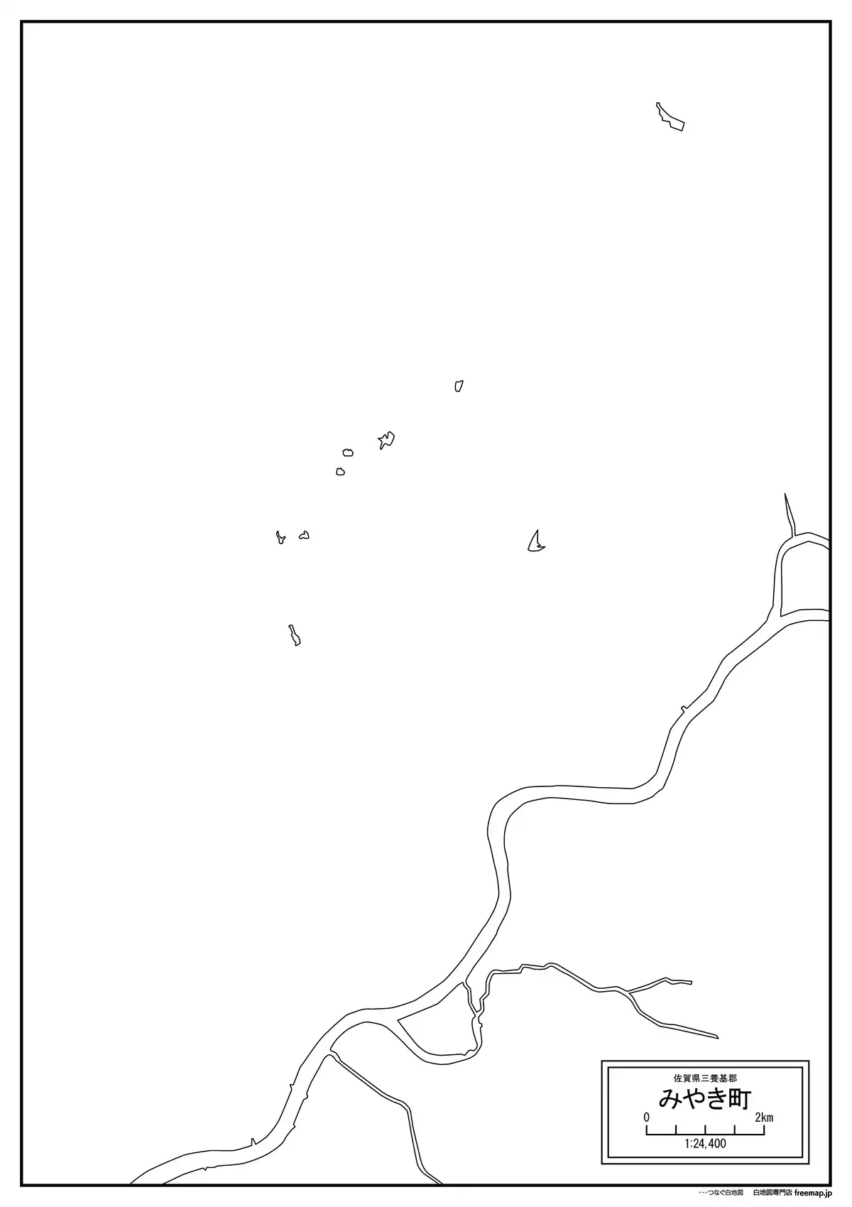 海岸線、川や池のみ記載