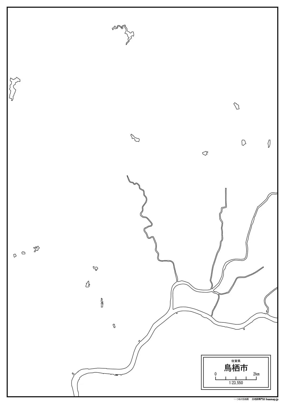 海岸線、川や池のみ記載