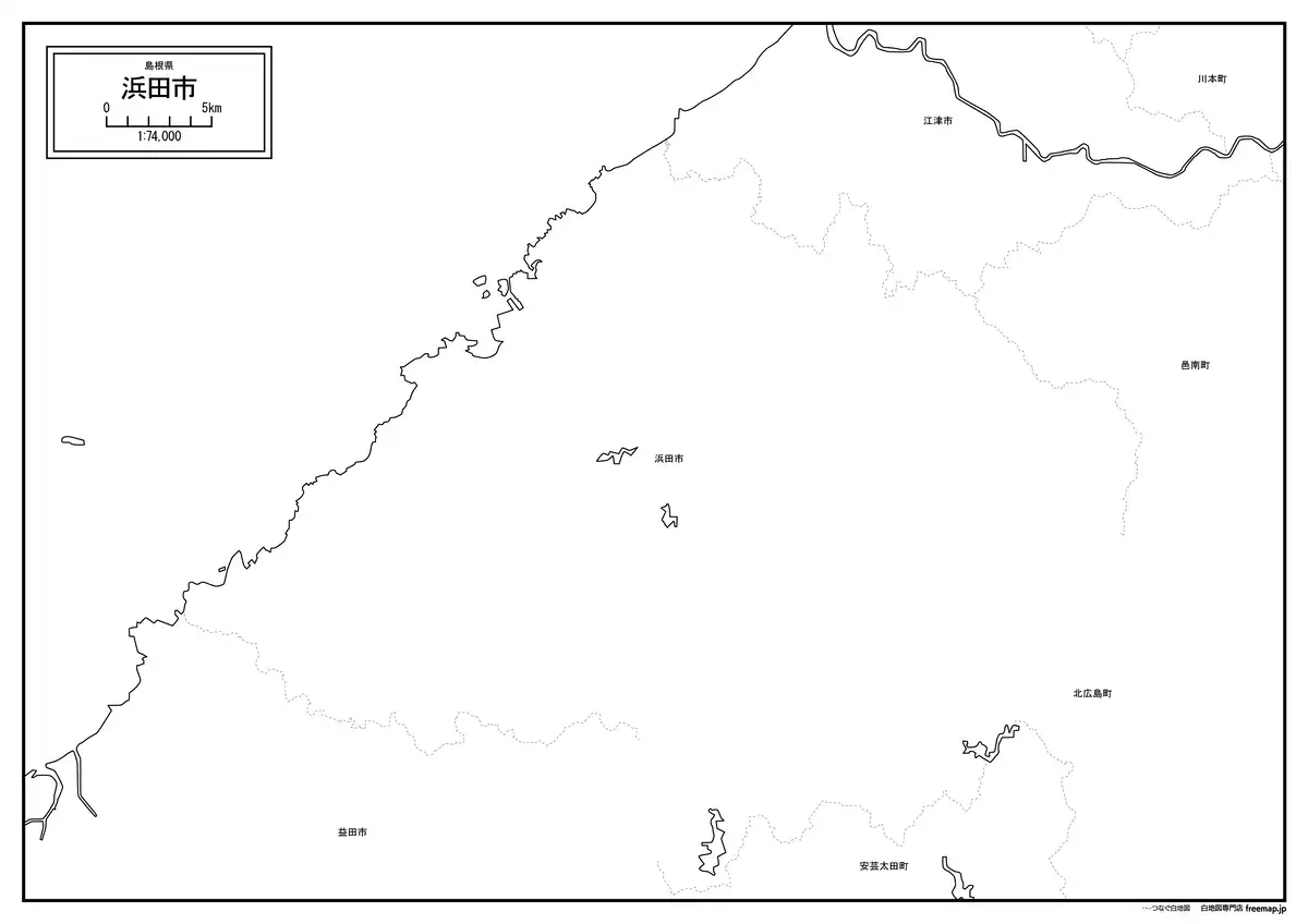 海岸線、川や池のみ記載