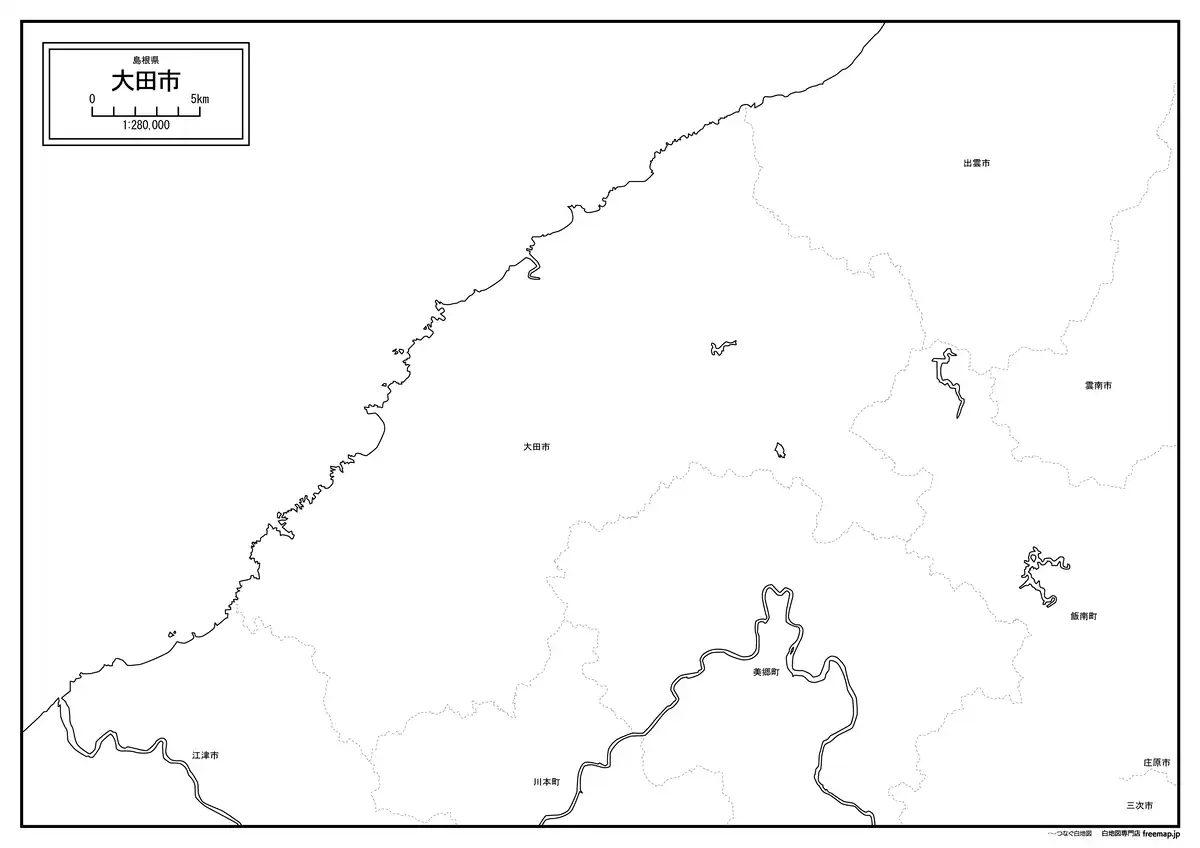 海岸線、川や池のみ記載