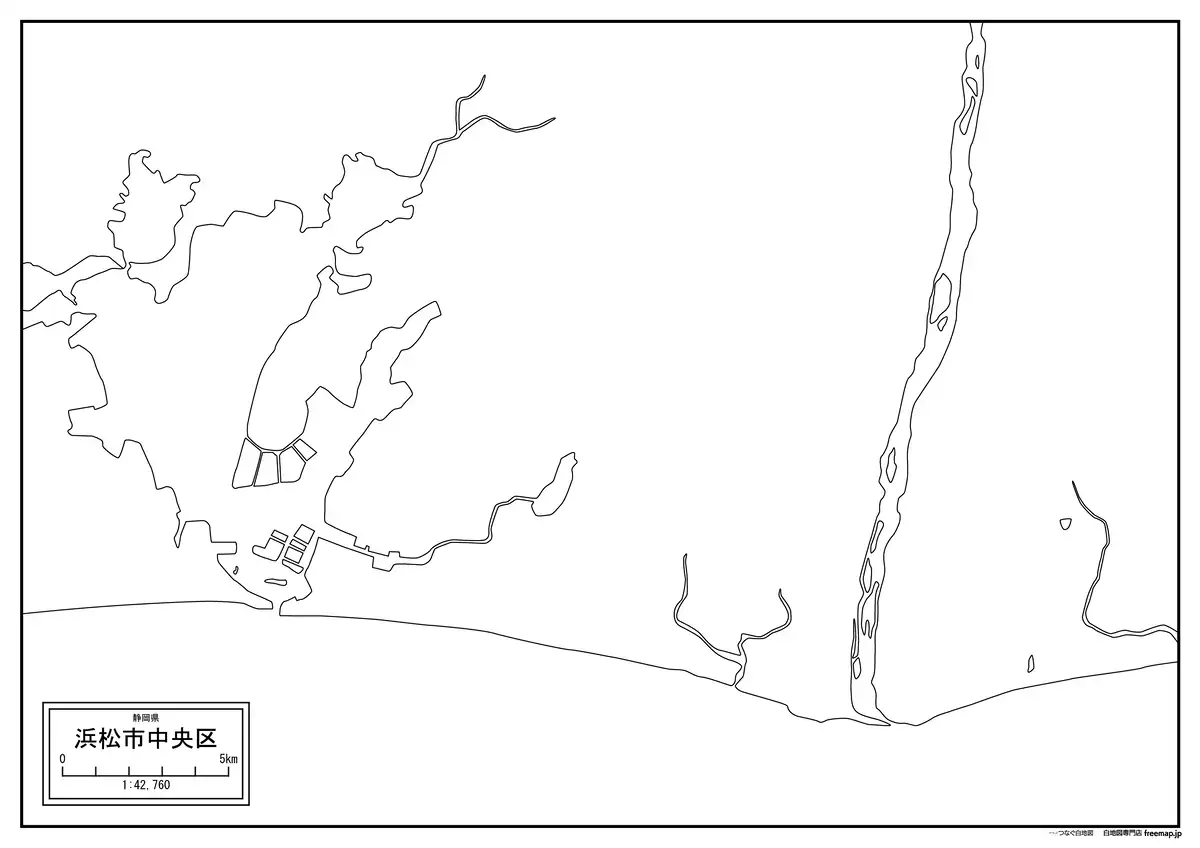 海岸線、川や池のみ記載