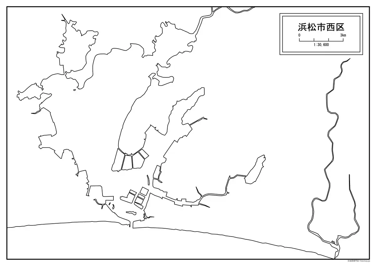 海岸線や川・池のみ記載