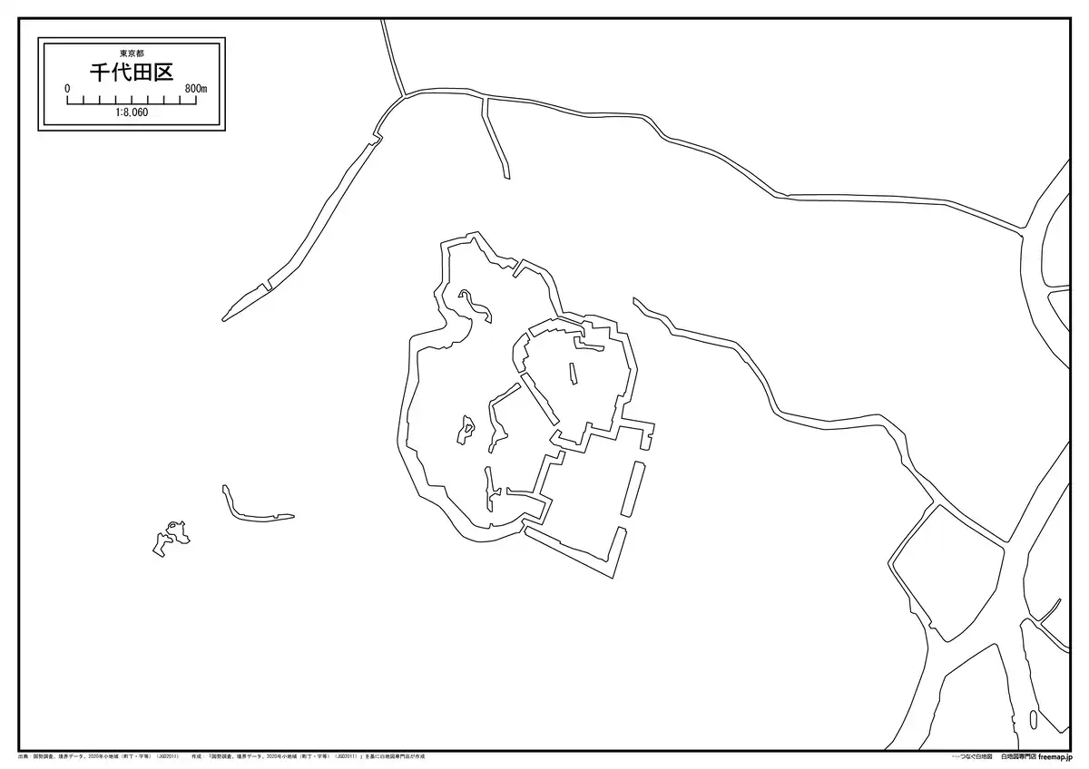 海岸線、川や池のみ記載