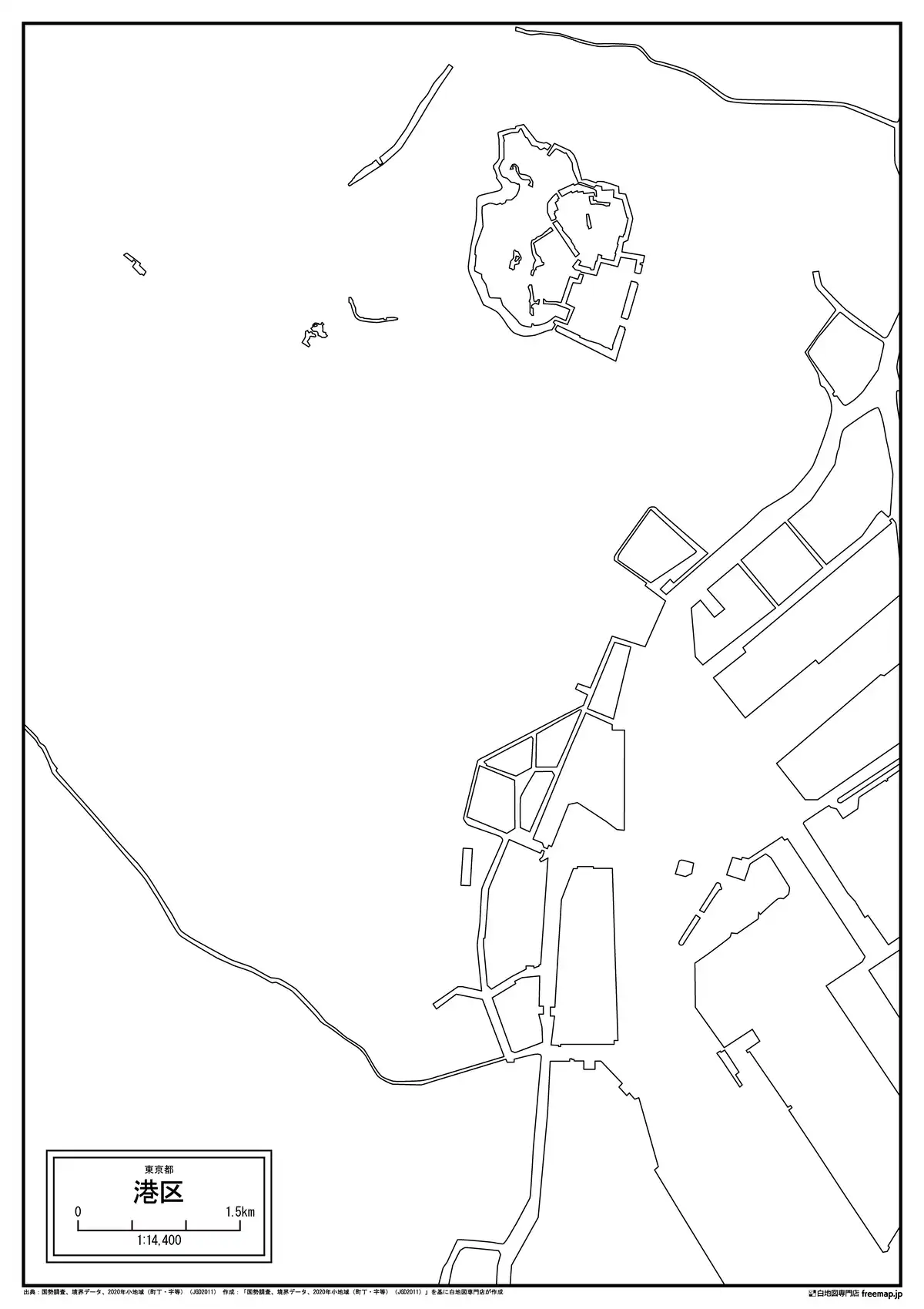 海岸線、川や池のみ記載