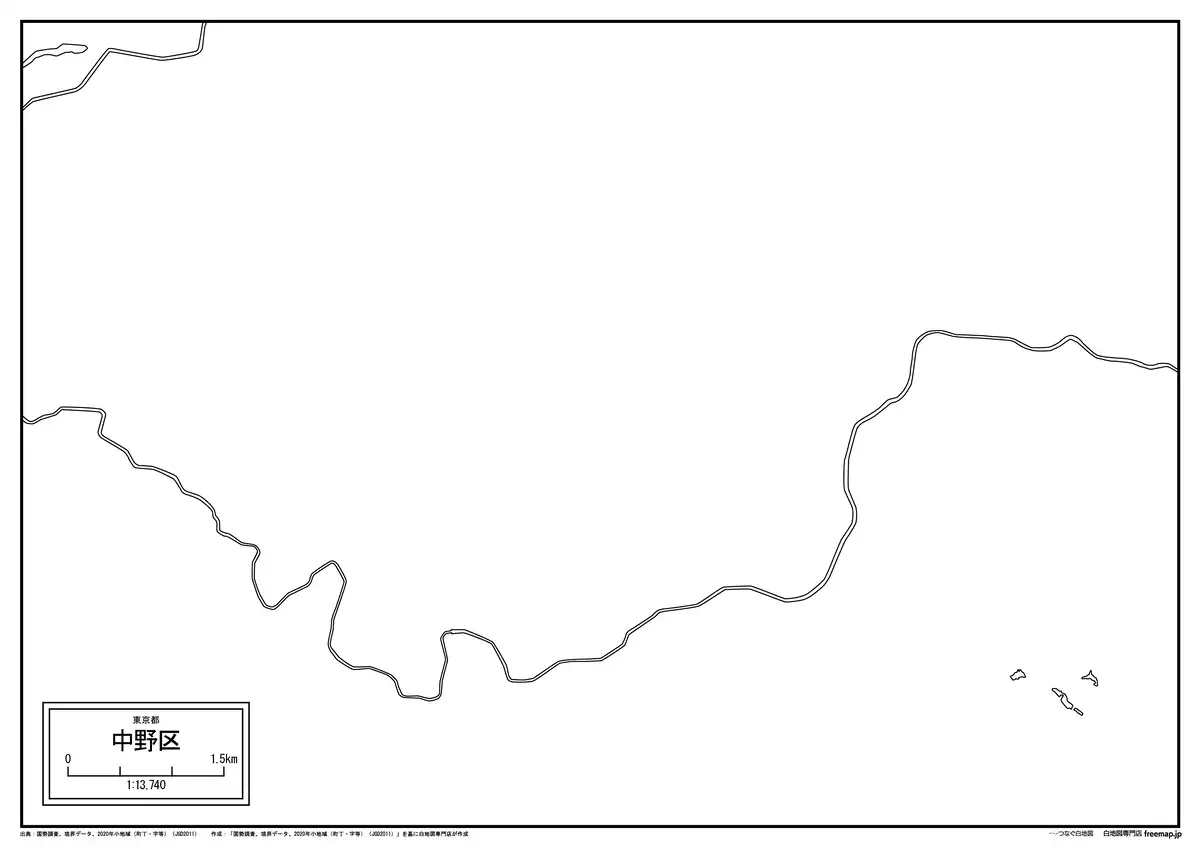 海岸線、川や池のみ記載