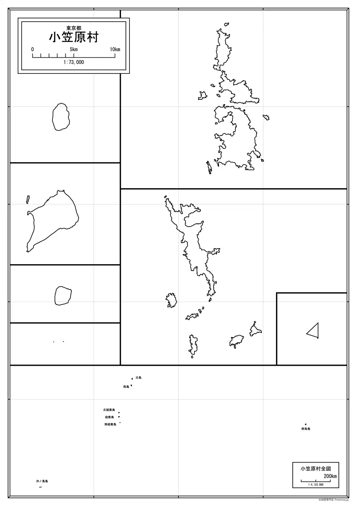 海岸線や川・池のみ記載