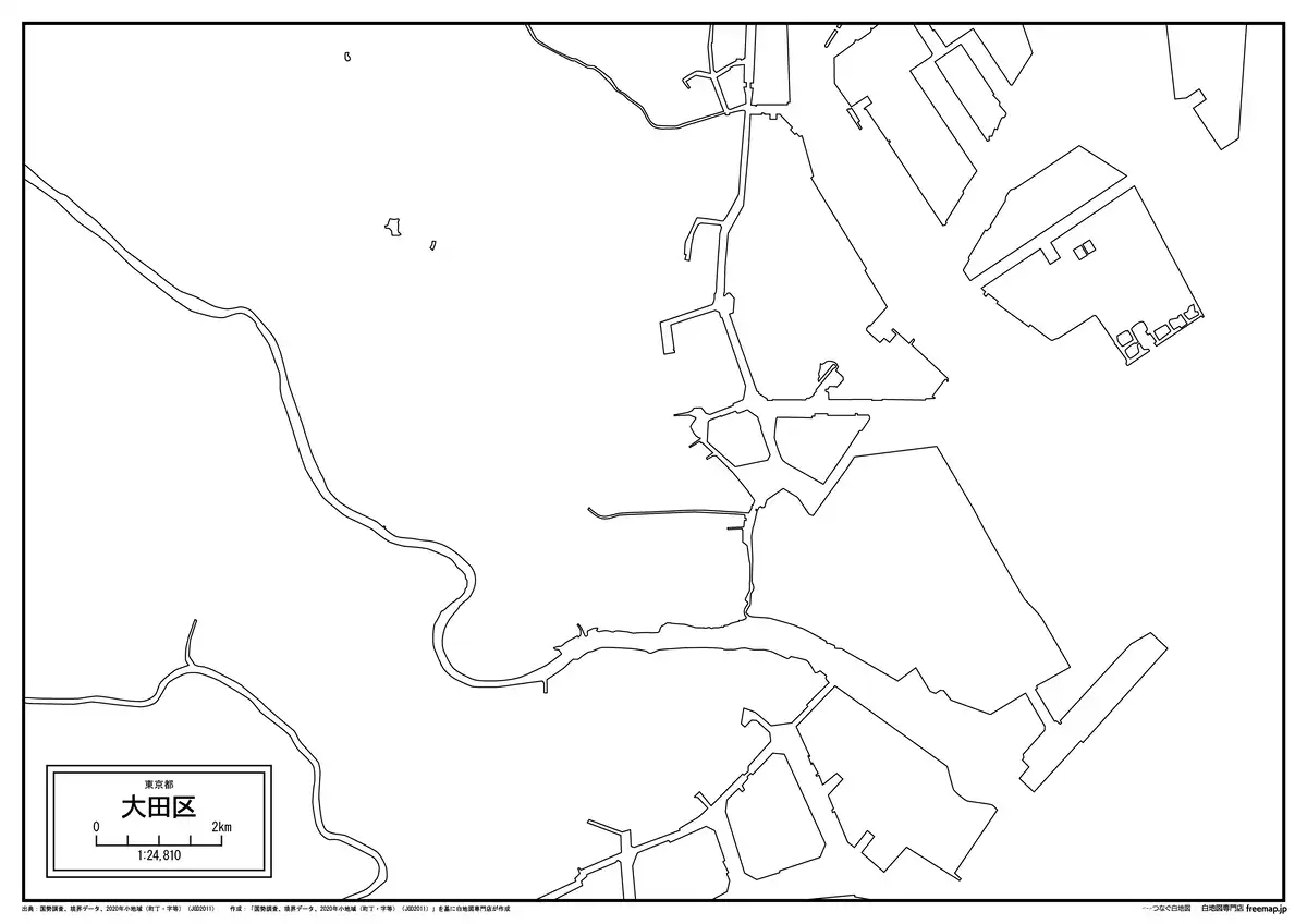 海岸線、川や池のみ記載