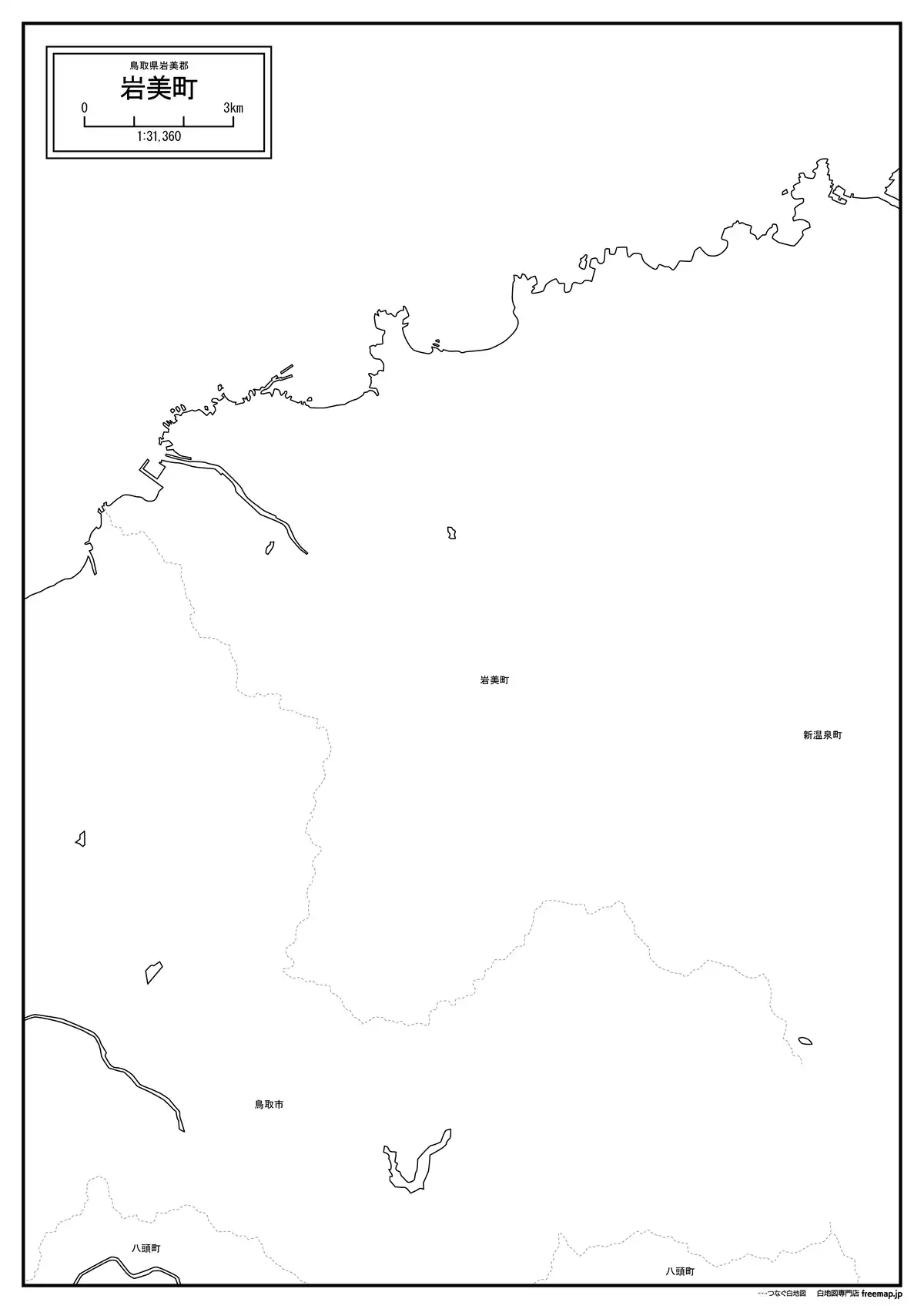 海岸線、川や池のみ記載