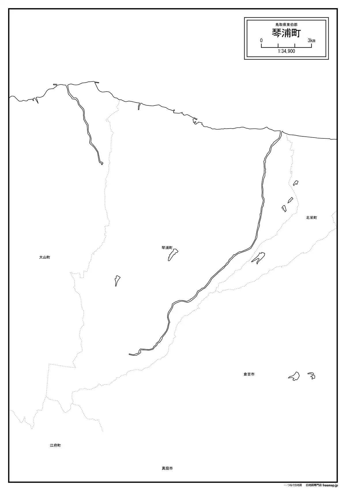 海岸線、川や池のみ記載