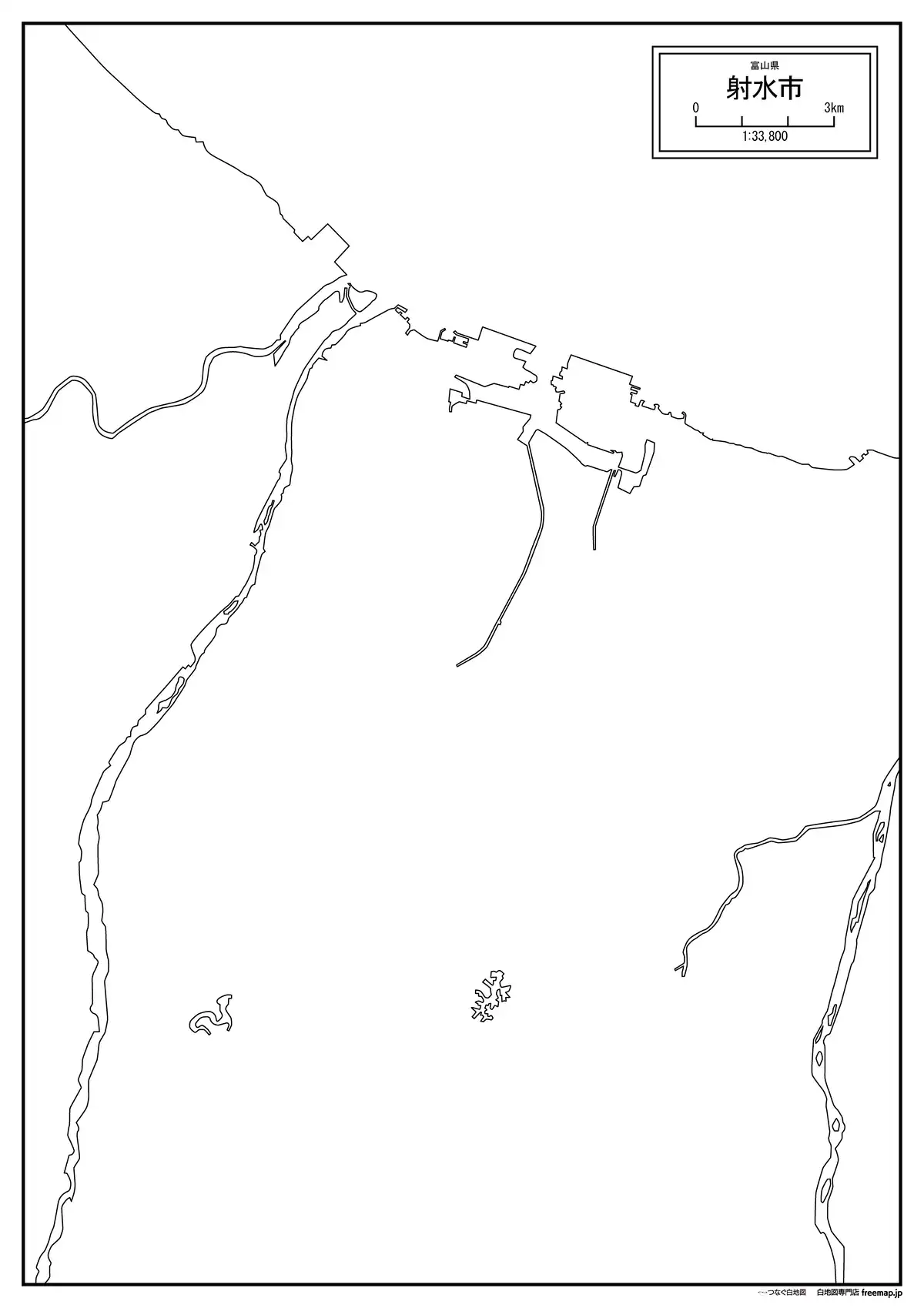 海岸線、川や池のみ記載