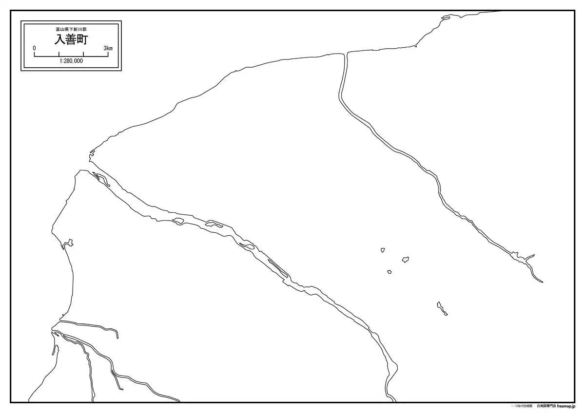 海岸線、川や池のみ記載