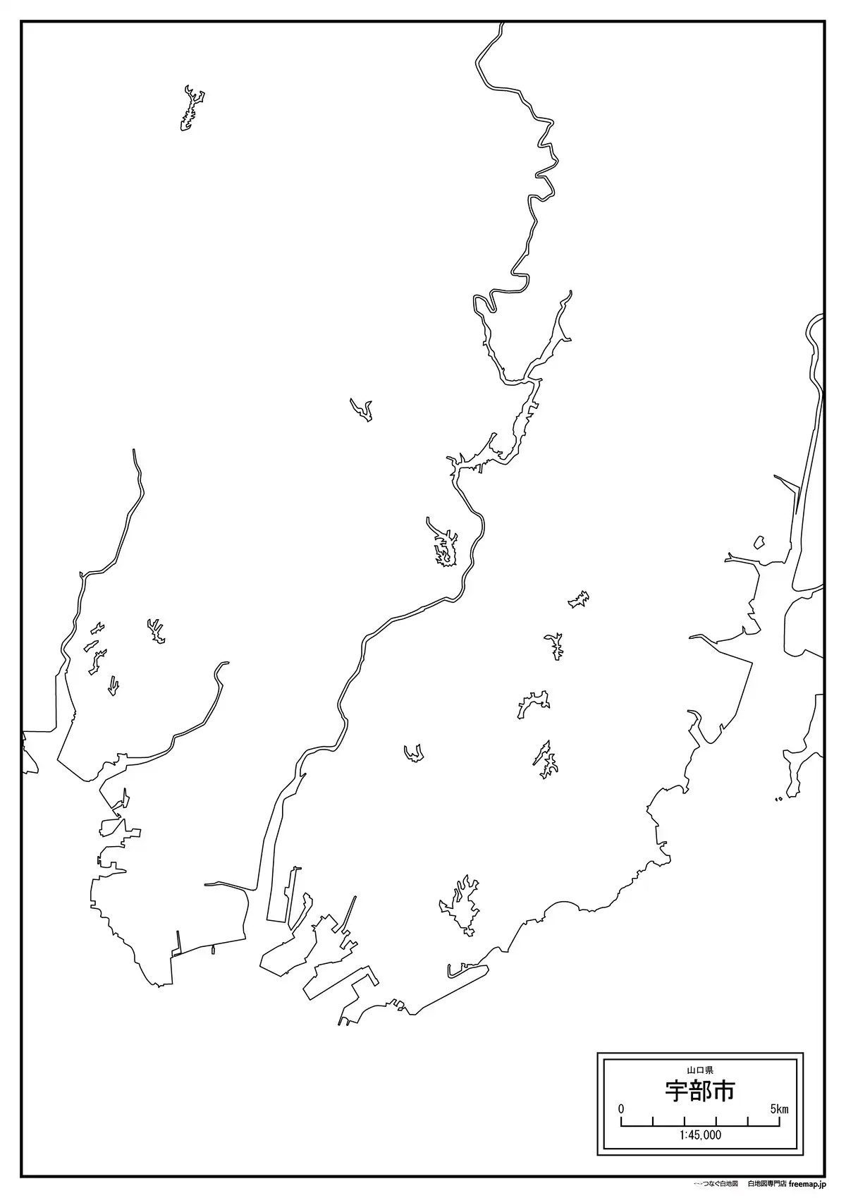 海岸線、川や池のみ記載