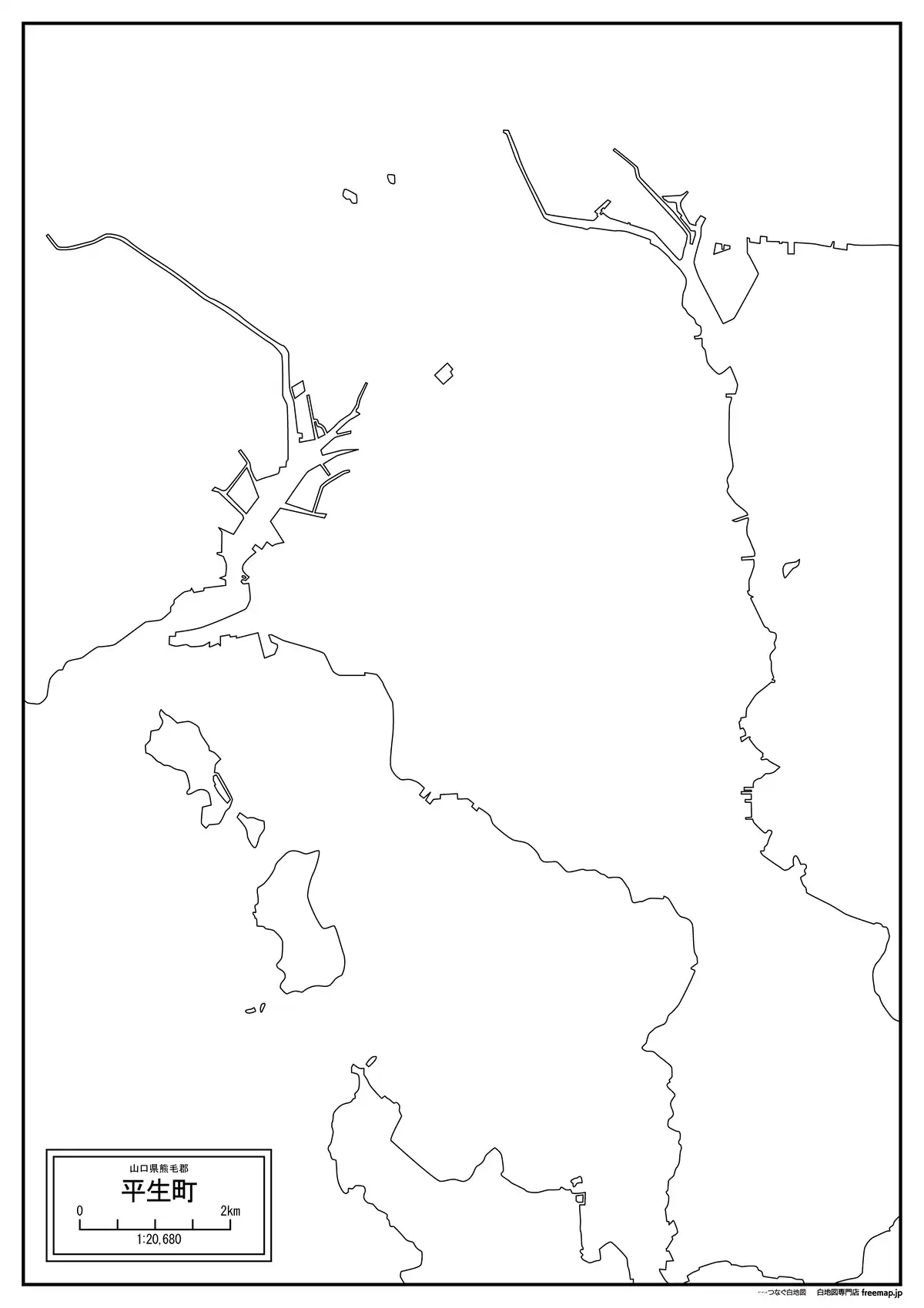 海岸線、川や池のみ記載